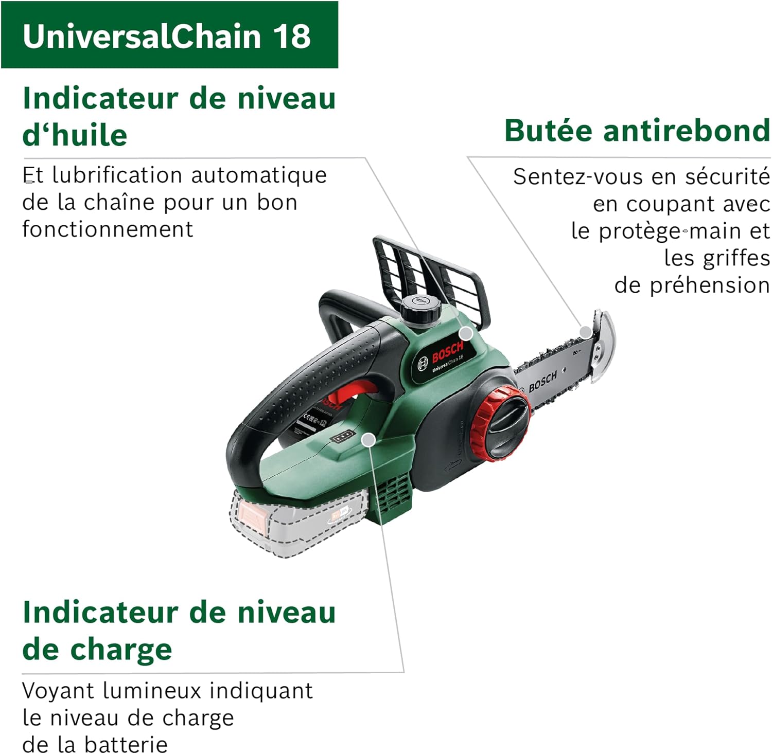 Thumbnail 2 de Tronçonneuse sans-fil Bosch UniversalChain 18 – chaîne 200 mm, système SDS