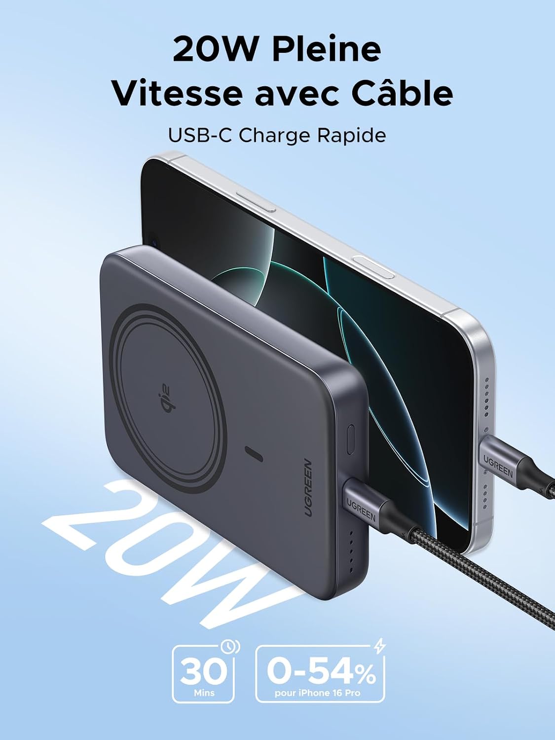 Detalle 2 de UGREEN Nexode Qi2 batterie externe 10000mAh