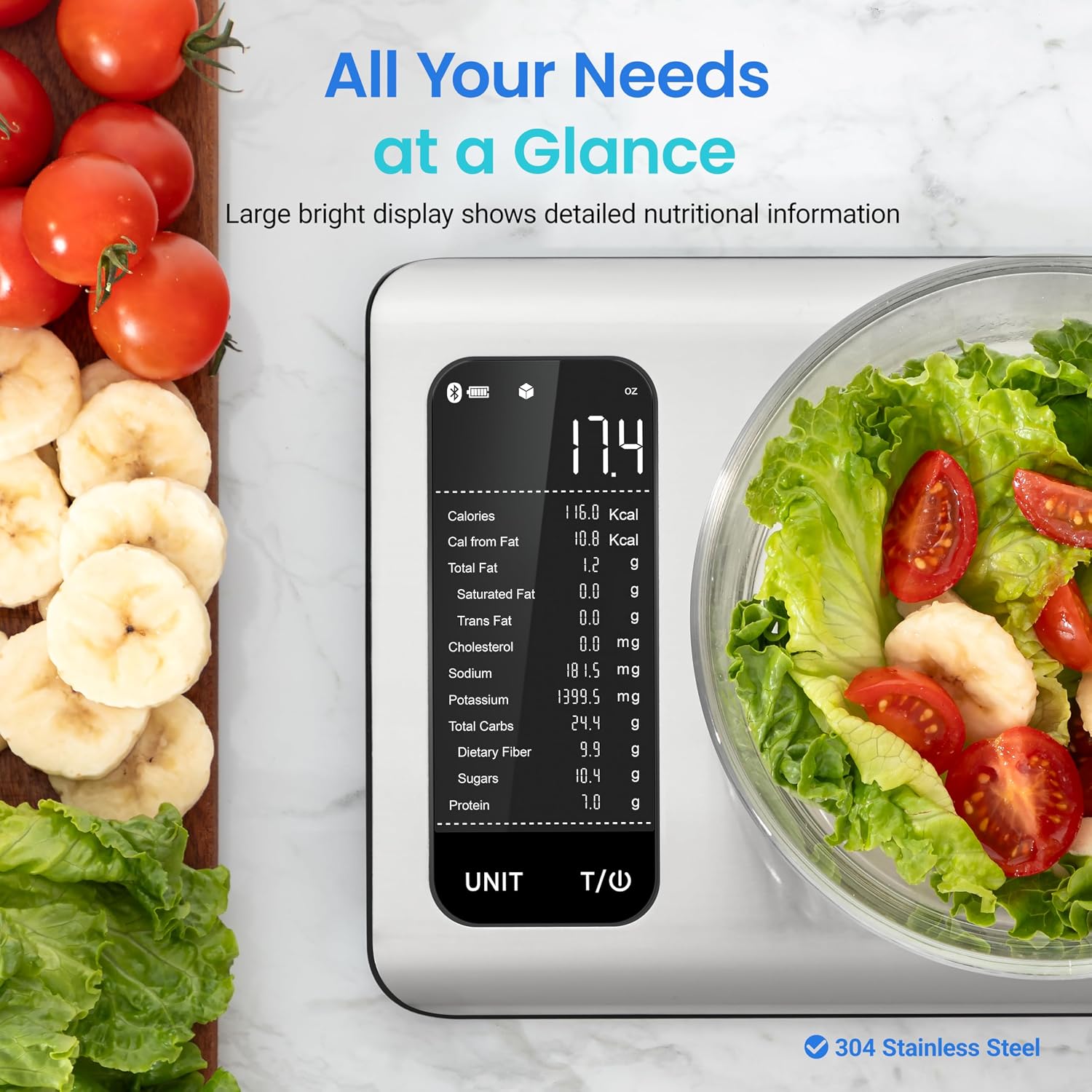 Detalle de COSORI Smart Kitchen Food Scales with app tracking (Vesync) and LCD nutrition display