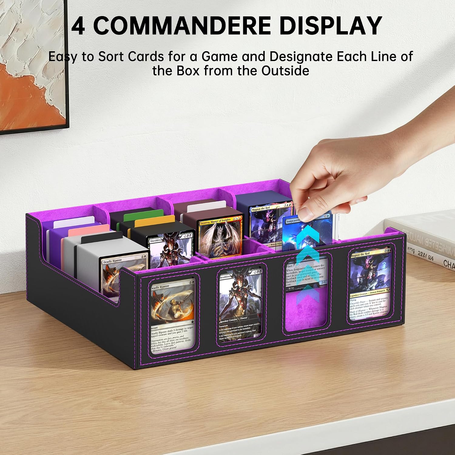 Detalle 2 de Cordv Sammelkarten-Aufbewahrungsbox – Commander Deck Box für 2400+ MTG-Karten, lila