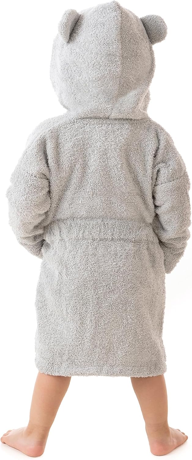 Detalle 2 de LEBENGOOD peignoir de bain enfant en 100% coton OEKO-TEX®, avec capuche à oreilles (11-12 ans, Perla)