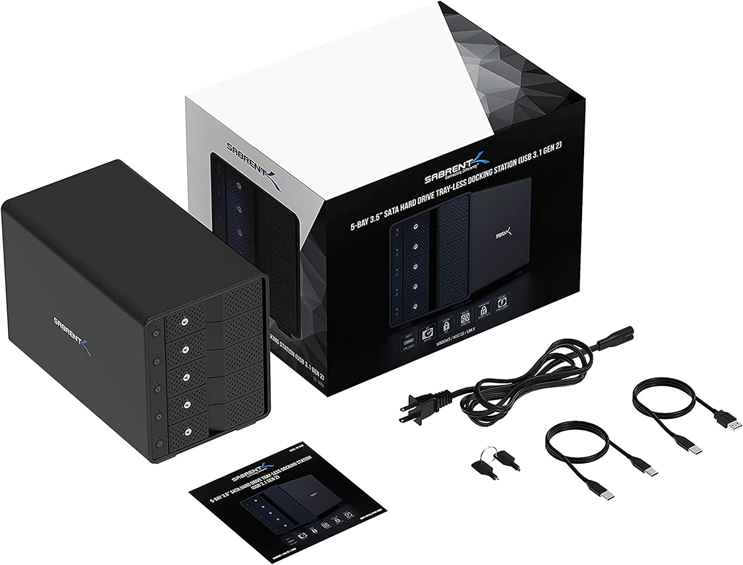Detalle de SABRENT 5-Bay Festplatten-Dockingstation USB-C 10Gbps (DS SC5B) für SATA 2,5"/3,5