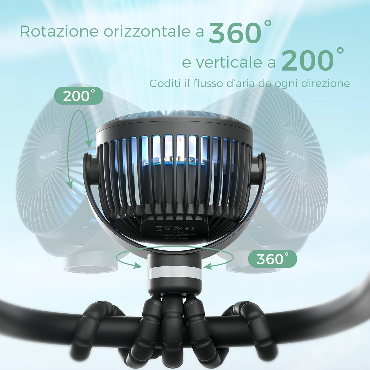 Thumbnail 6 de Momcozy 8000mAh Ventilatore Portatile per Passeggino: aria fresca ovunque