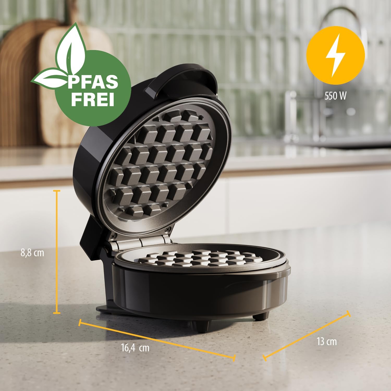 Detalle de Tristar Mini-Waffeleisen WF-2109: Runde Waffeln kompakt und zuverlässig