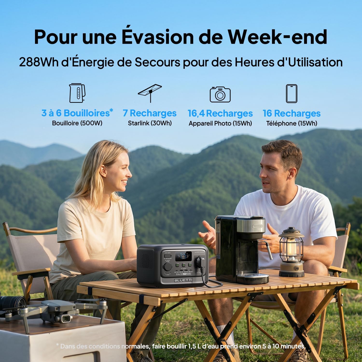 Thumbnail 2 de BLUETTI Elite 30 V2 : générateur électrique portable 288 Wh, 600 W CA et recharge rapide