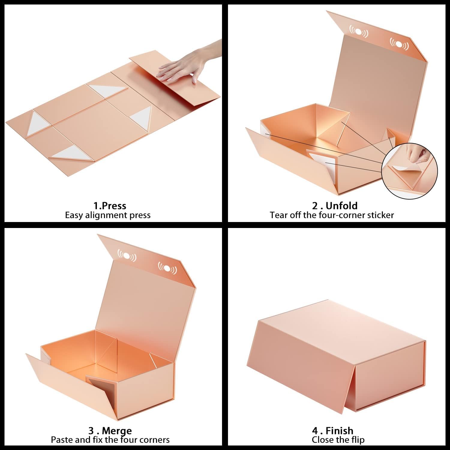 Thumbnail 2 de 2er Set Geschenkboxen mit Deckel und Magnetverschluss (30×15×10 cm), roségold – klappbar