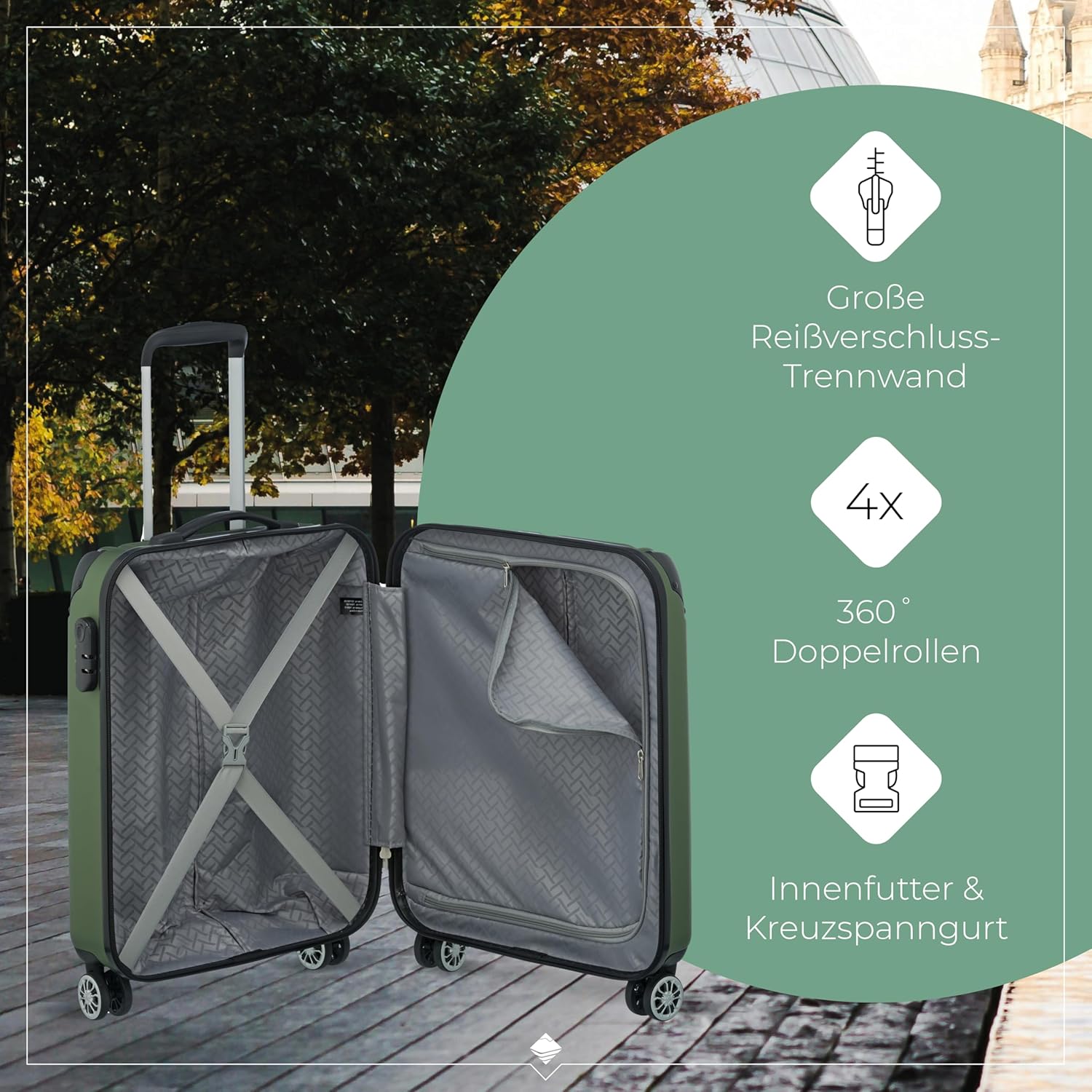 Detalle de Travelite City Handgepäck Trolley klein 55x40x20 cm – Kratzfeste Hartschale, 40 l, 2,7 kg