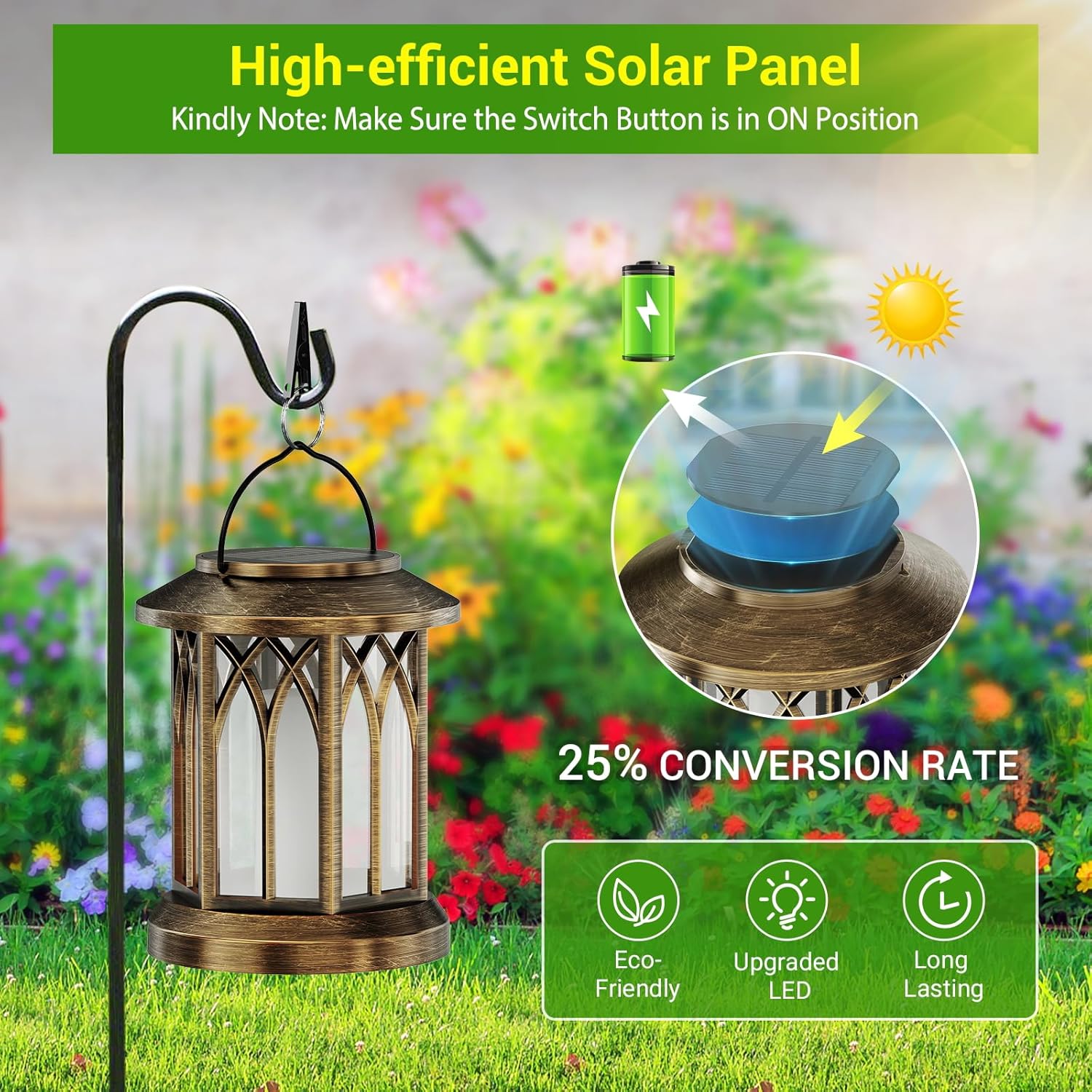 Thumbnail 3 de KOOPER Solar Lights Outdoor Garden – 2 Pack Hanging Solar Lanterns with Flickering Flame Effect LED (Waterproof)