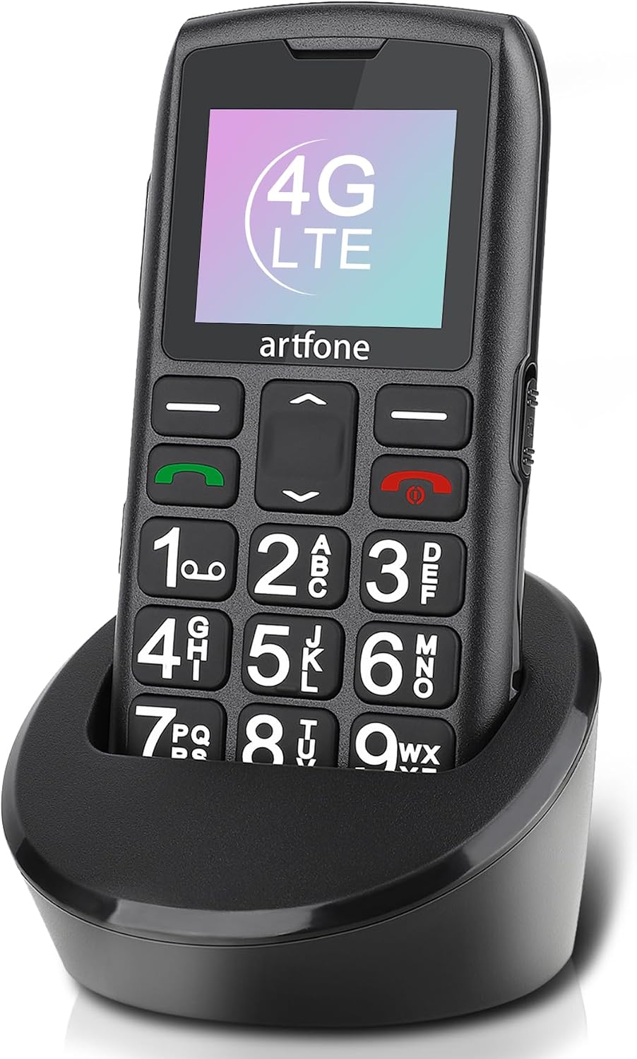 Detalle de artfone Seniorenhandy ohne Vertrag mit Ladestation – 4G Handy für Senioren mit Großtasten, 1,77" Farbdisplay und SOS-Taste