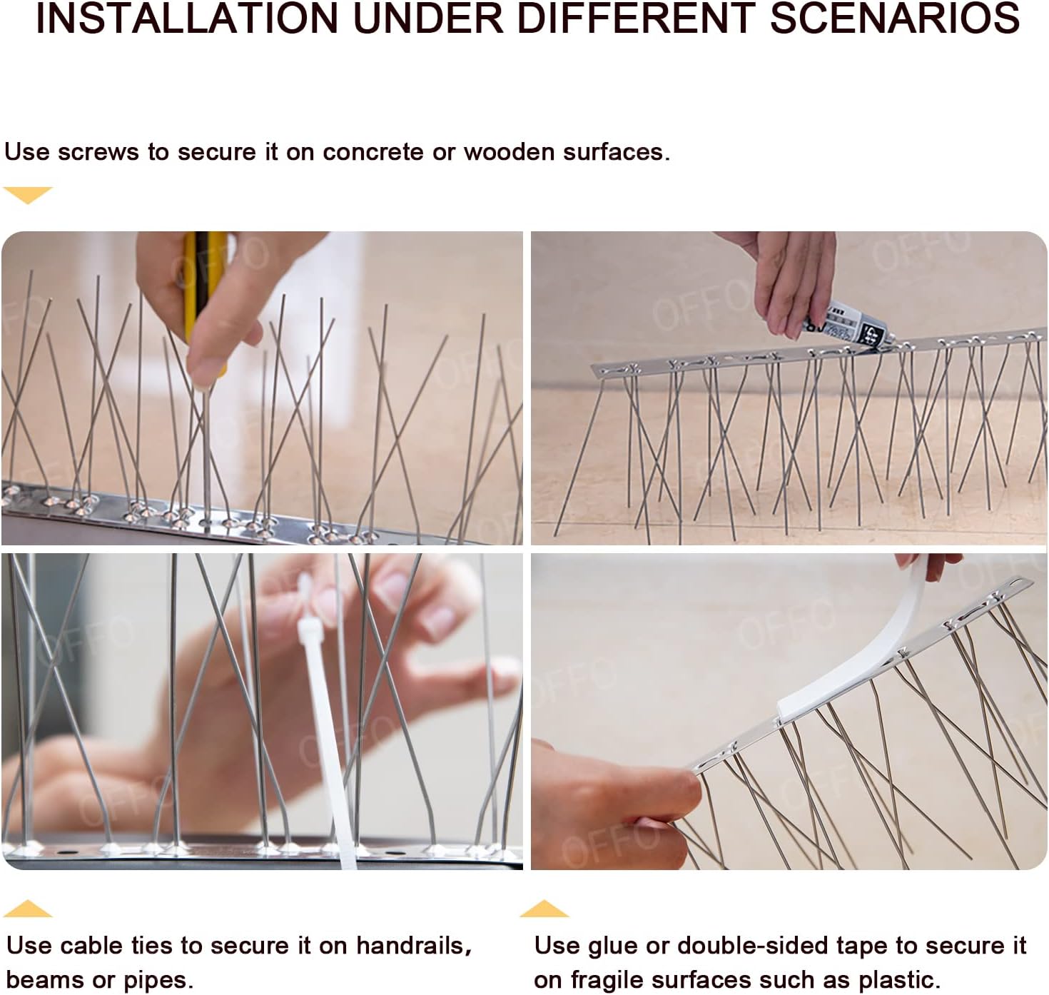 Detalle de Bird spikes 6 needles, 304 stainless steel