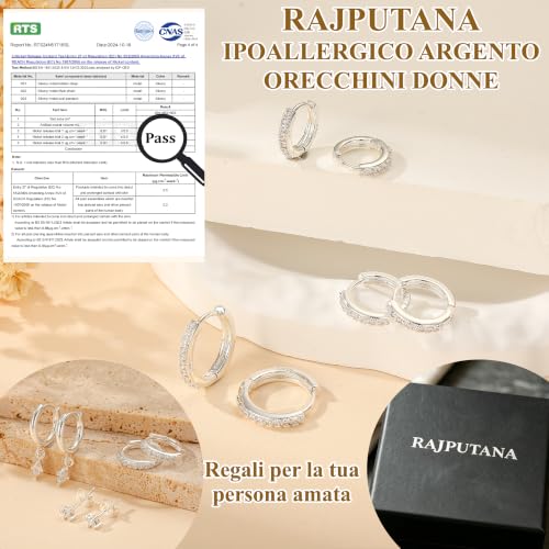 Detalle 2 de Rajputana 3 Paia Orecchini Donna Argento – Cerchi Piccoli Ipoallergenici (Set da 3 Paia)