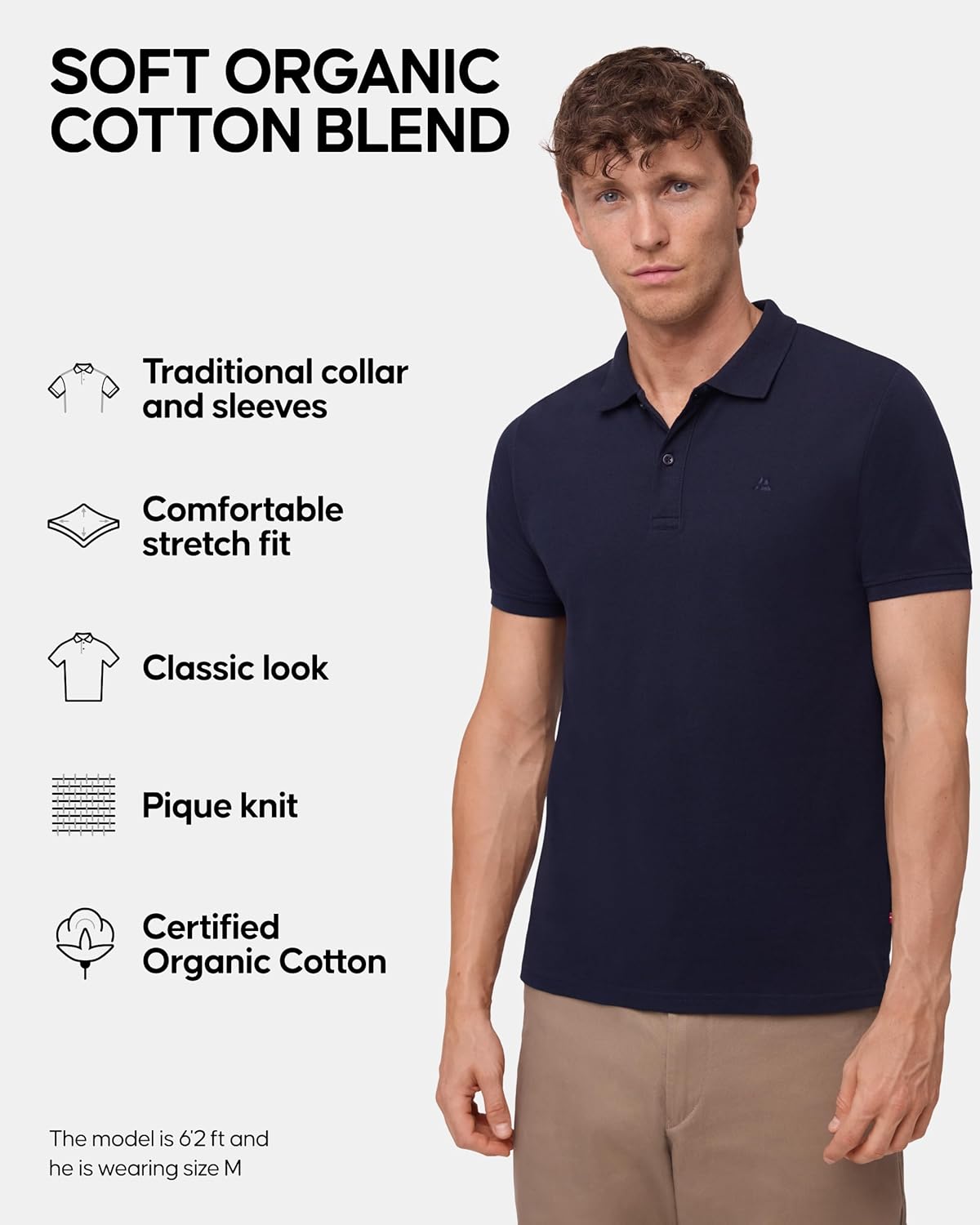 Thumbnail 1 de Danish Endurance Men’s Organic Cotton Polo Shirt (Classic Fit, Short Sleeve) – 1 or 2 Pack