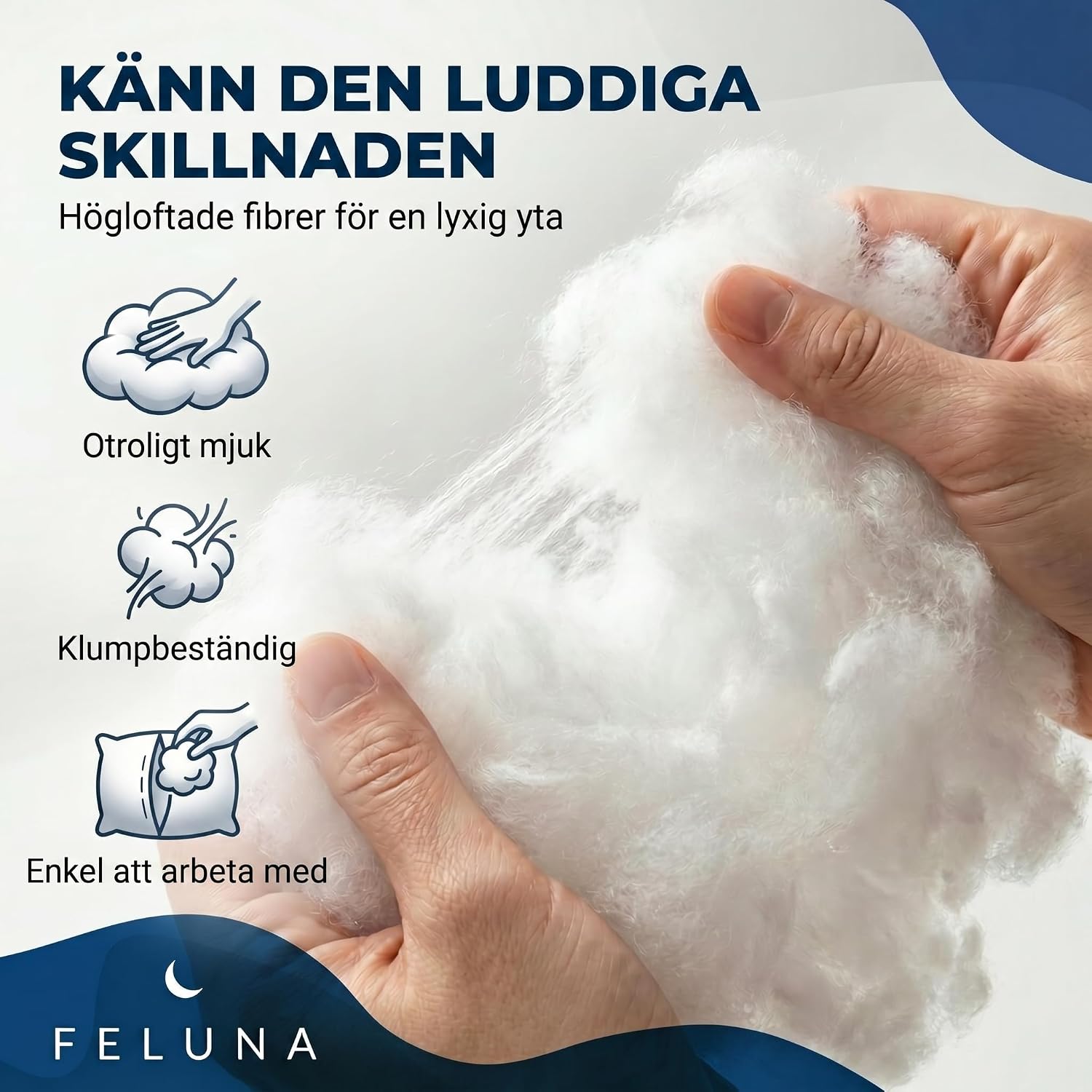 Detalle 2 de Feluna Smart Fill Deluxe 42856446356185 – polyesterfyllning, 0,5 kg