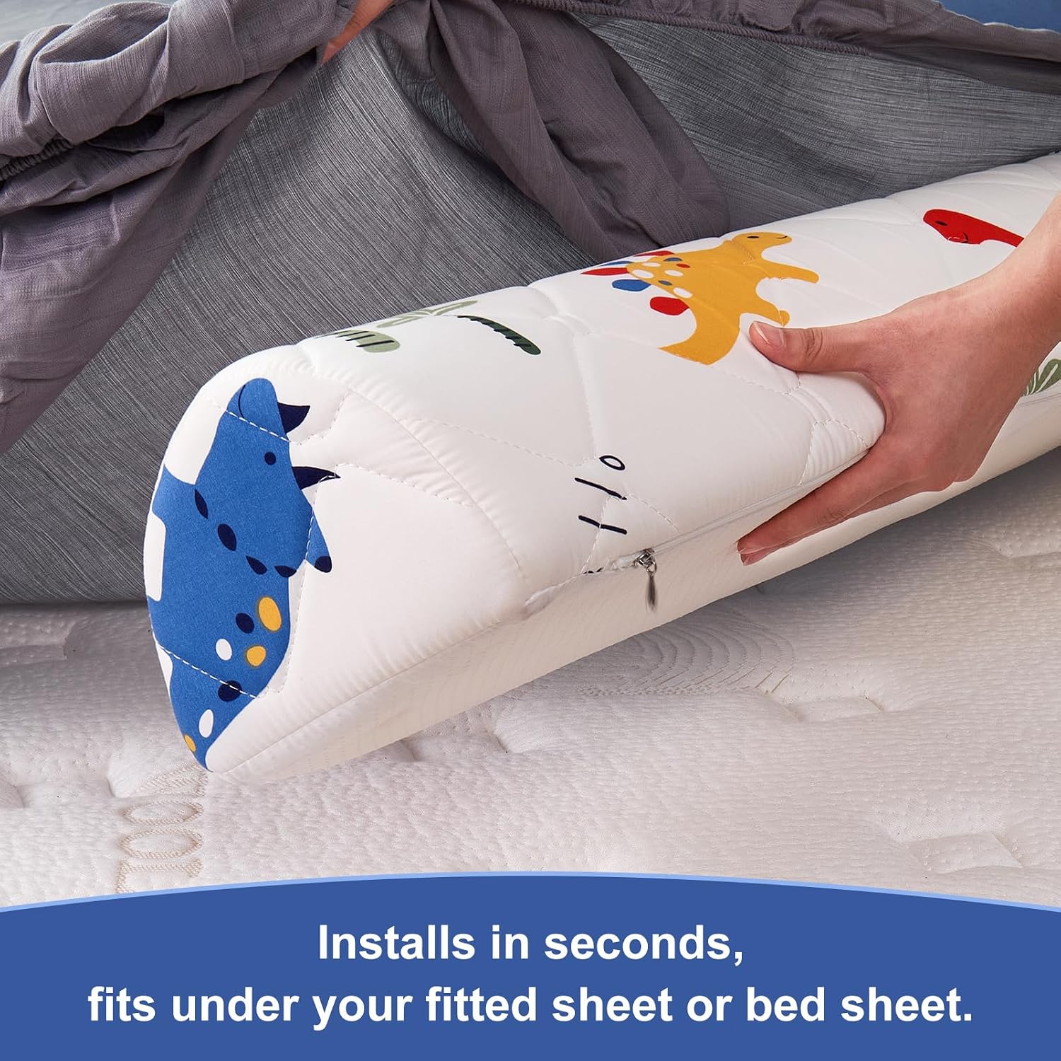 Detalle de Ceekliybear 2-Pack Foam Bed Bumpers for Toddlers, Non-Slip, Dinosaur Cover