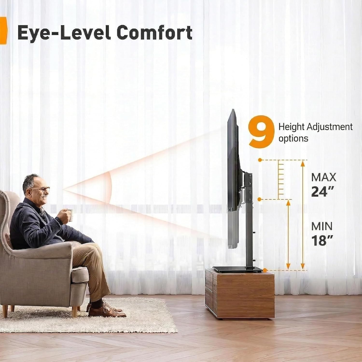 Thumbnail 4 de Perlegear Supporto TV da Tavolo PGTVS26 per TV 32–70 Pollici, Altezza Regolabile, Inclinazione, VESA 400x400