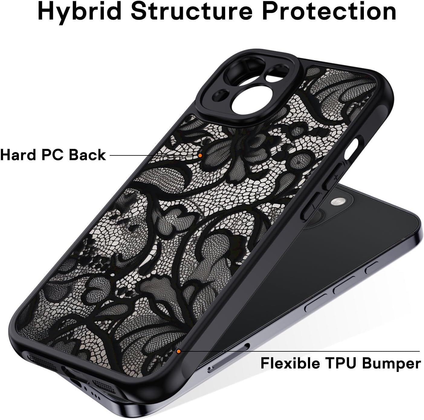 Thumbnail 1 de XTCASE Coque iPhone 13 Dentelle noire