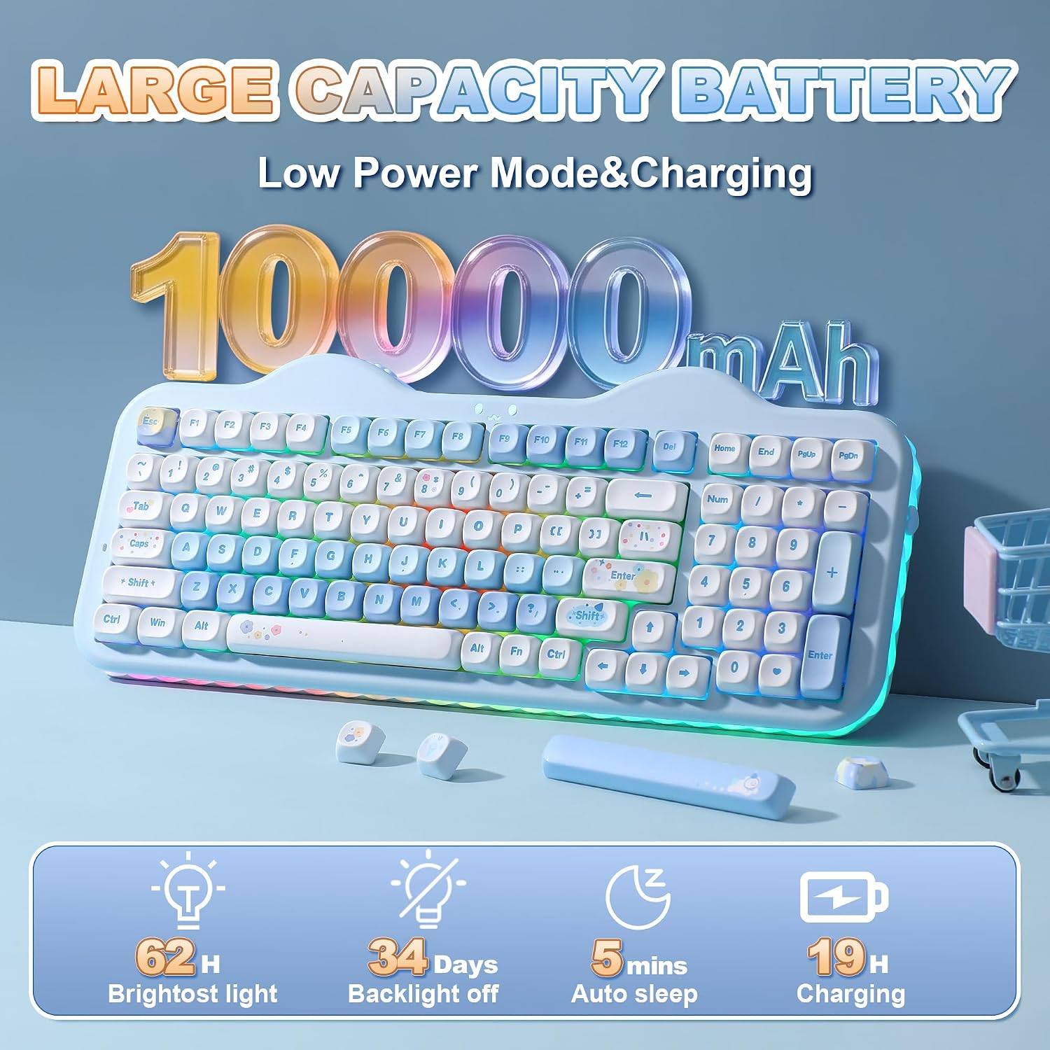Thumbnail 5 de YUNZII C98 Wireless Mechanical Keyboard with 98 Keys: Creamy Cake Aesthetic Meets Practical 3‑Mode Connectivity