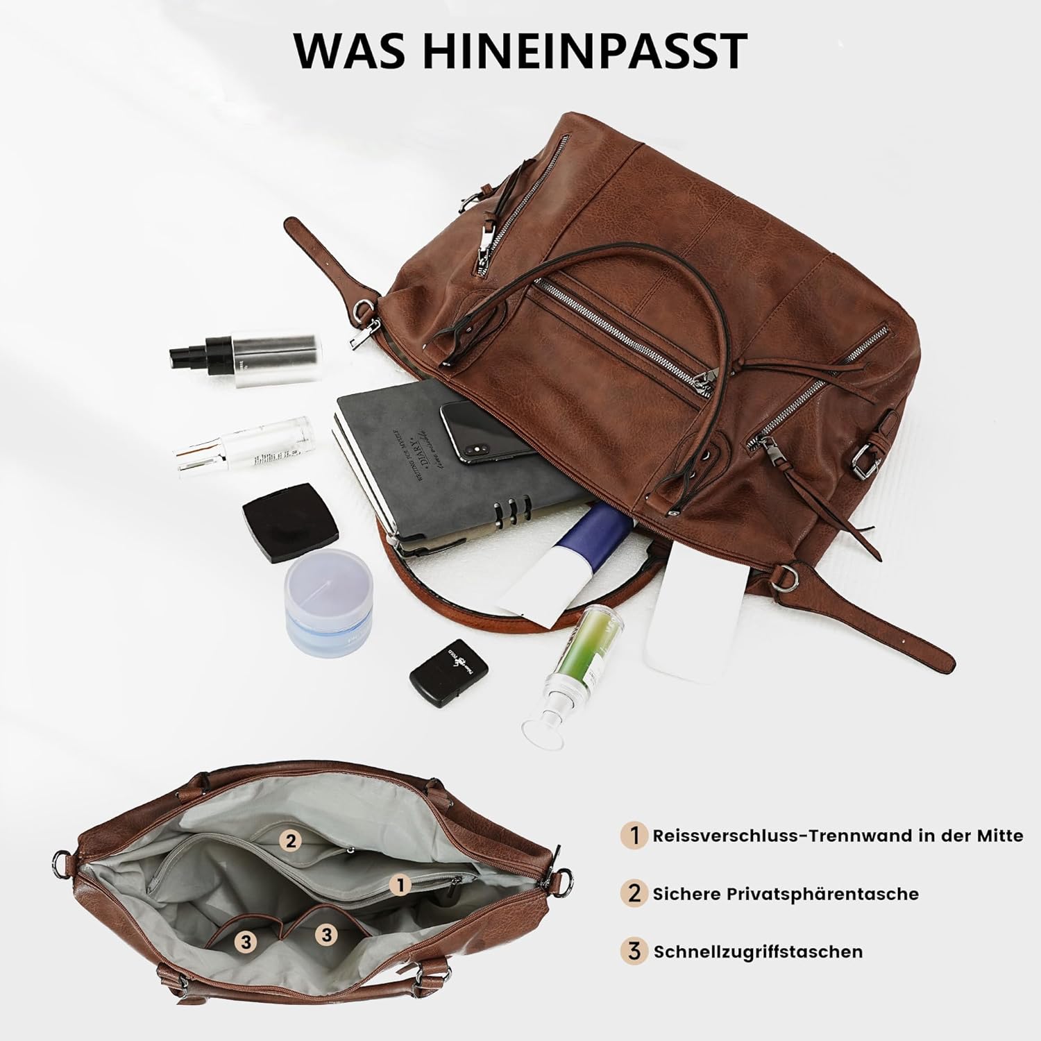 Thumbnail 5 de TANTOMI Damenhandtasche Mittelgroße Umhängetasche & Crossbody-Tasche mit verstellbarem Schulterriemen