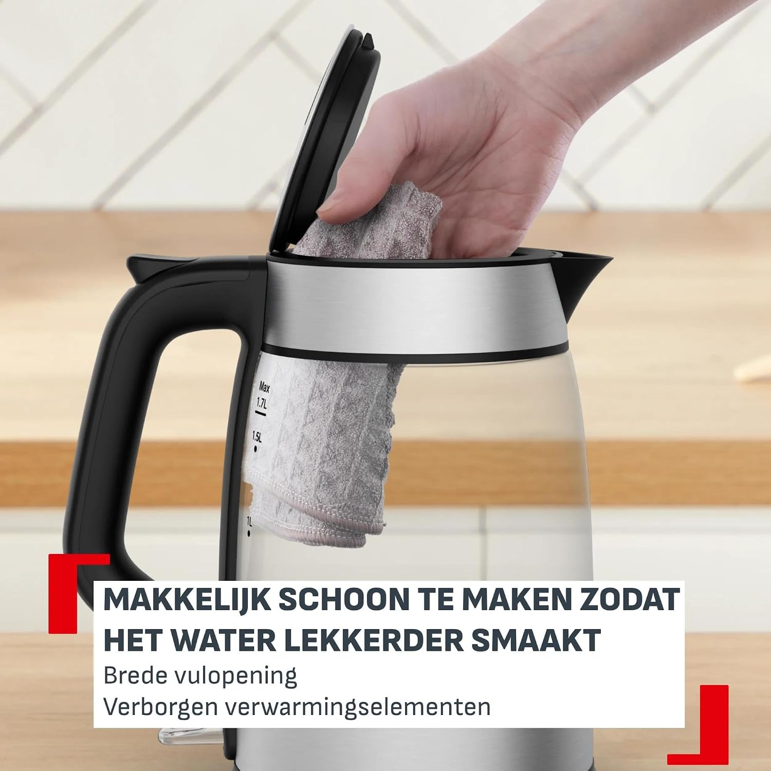 Detalle 1 de Tefal KI6A58E Express Glass waterkoker van glas, 1,7 liter, 2200 W