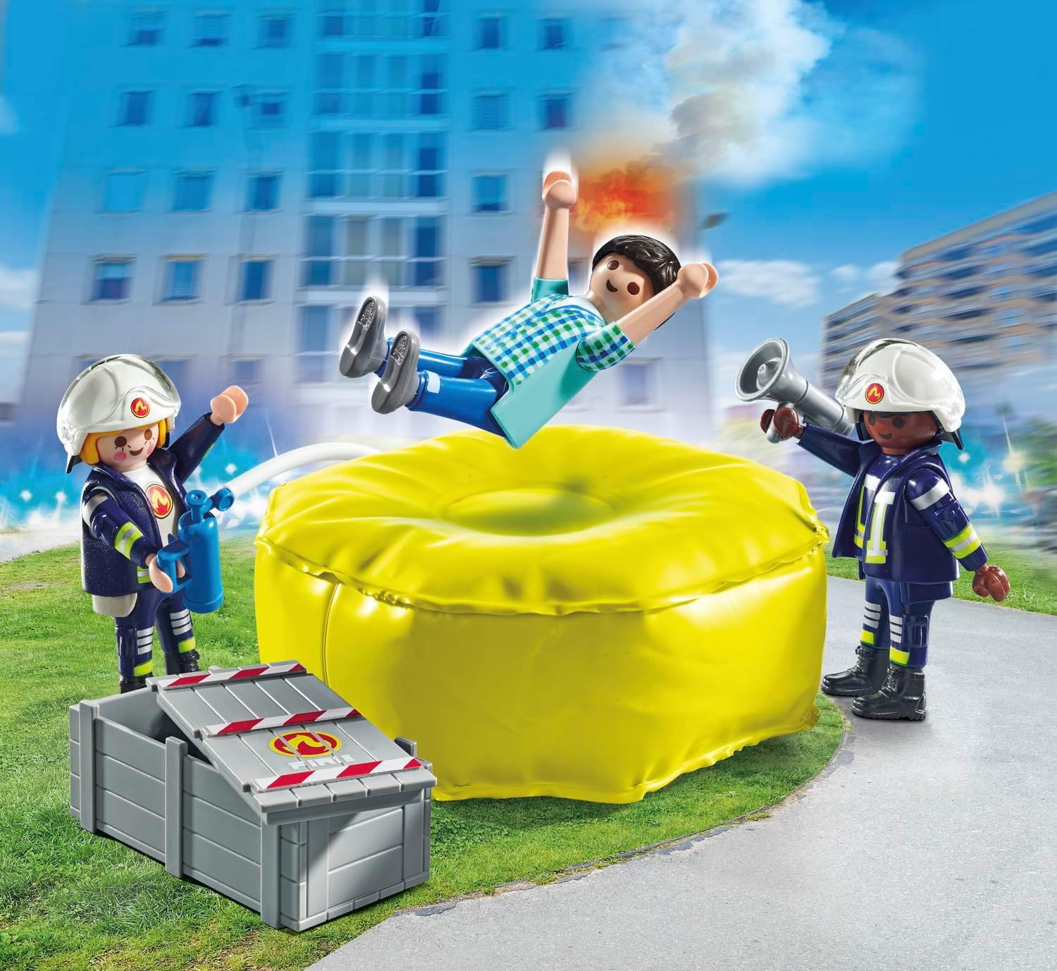 Detalle de PLAYMOBIL Action Heroes 71465 Materasso di Salvataggio dei Pompieri