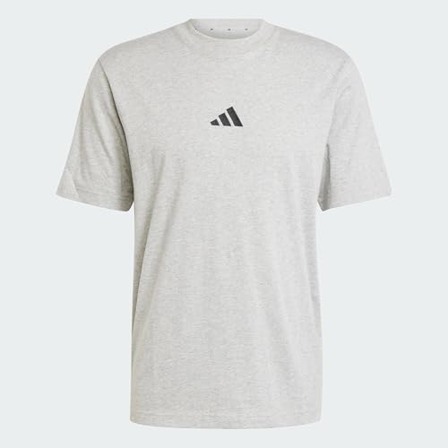 Detalle 2 de adidas Hombre Essentials Small Logo Single Jersey Shirt – Medium Grey Heather/Black, M