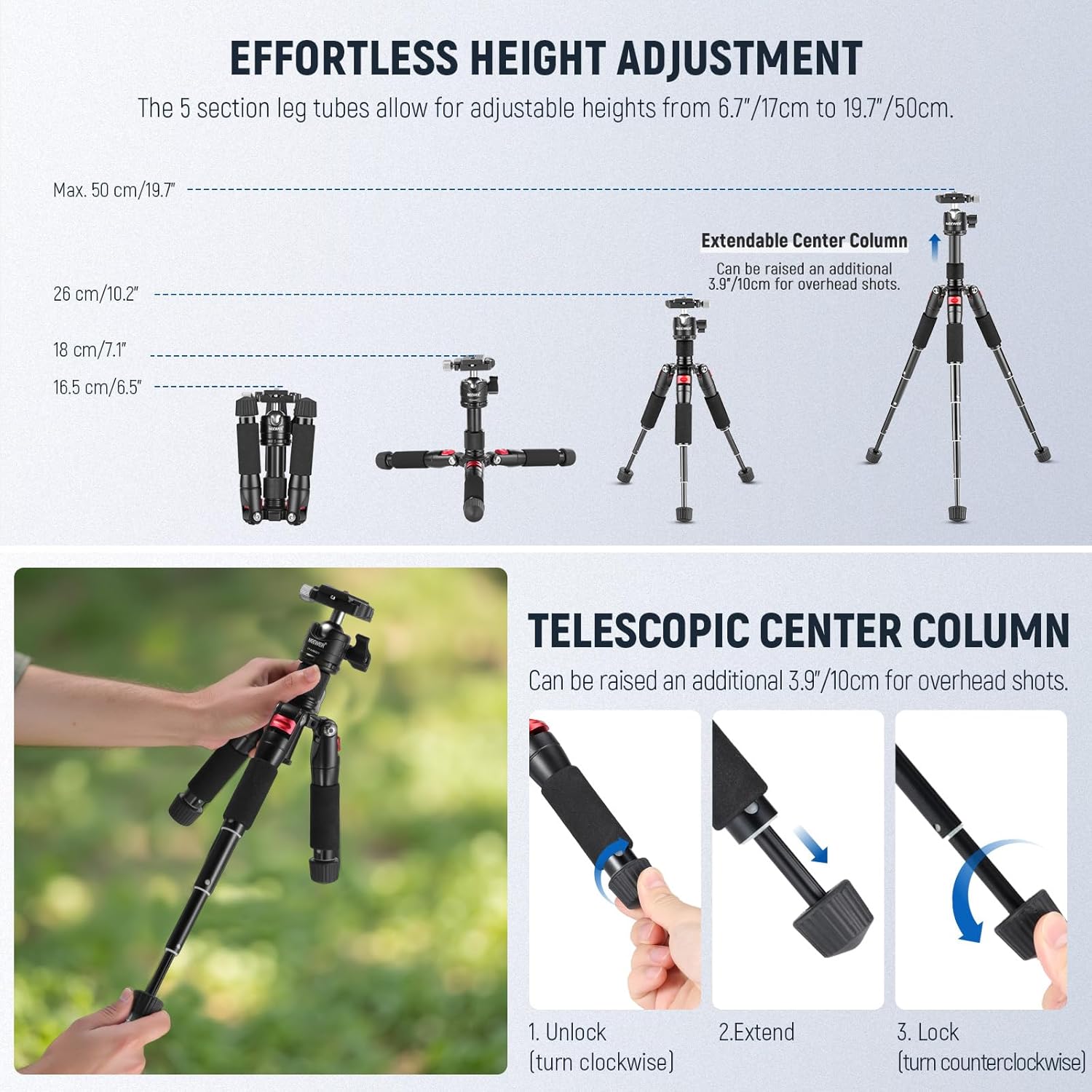 Detalle 2 de Neewer Portable Desktop Mini Tripod 50cm