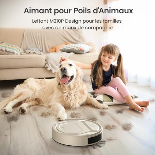 Detalle 2 de Lefant Aspirateur Robot M210P Champagne — Forte aspiration 2200Pa, 120 min, connexion WiFi/Bluetooth/Alexa