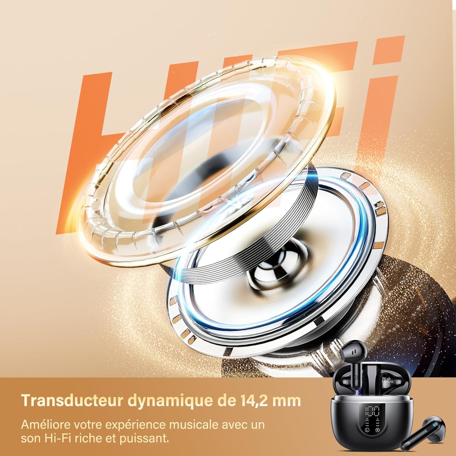 Thumbnail 1 de Écouteurs Bluetooth BD88 sans fil 5.4 – Hi‑Fi, ANC Ambiant ENC, 45 h total