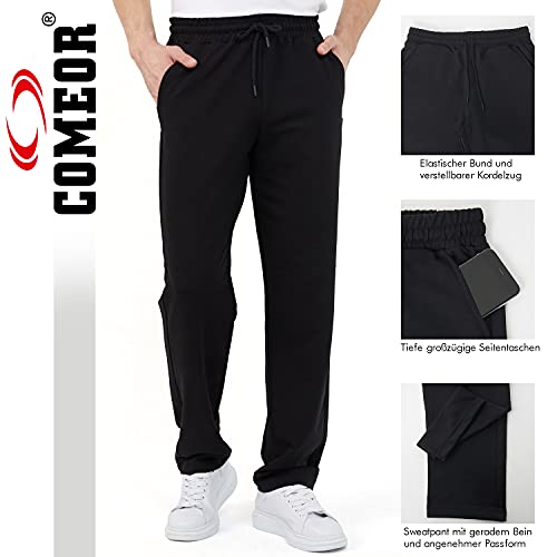 Detalle 1 de COMEOR Jogginghose Herren – Baumwolle Sweathose, lange Sporthose, lockerer Komfort in Schwarz (Größe M)