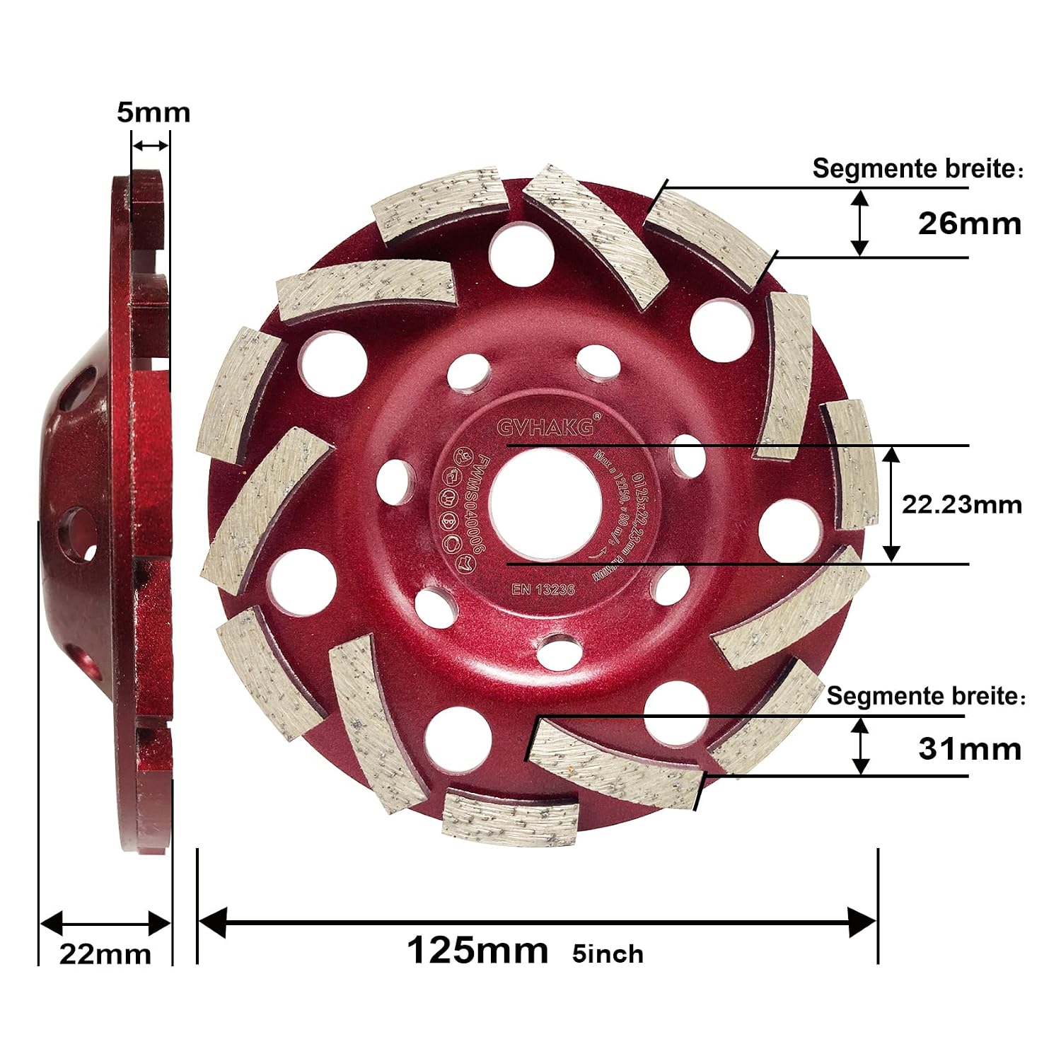 Detalle 2 de GVHAKG Diamant Schleiftopf 125 mm