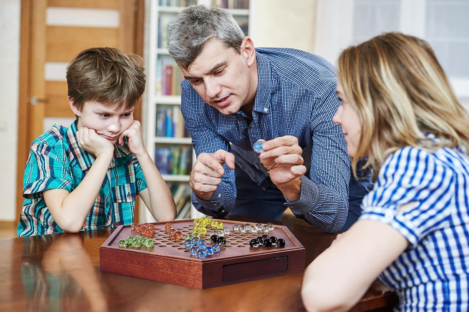 Thumbnail 6 de VAMSLOVE Chinese Checkers 15" wooden board with 72 marbles ๐ฒ