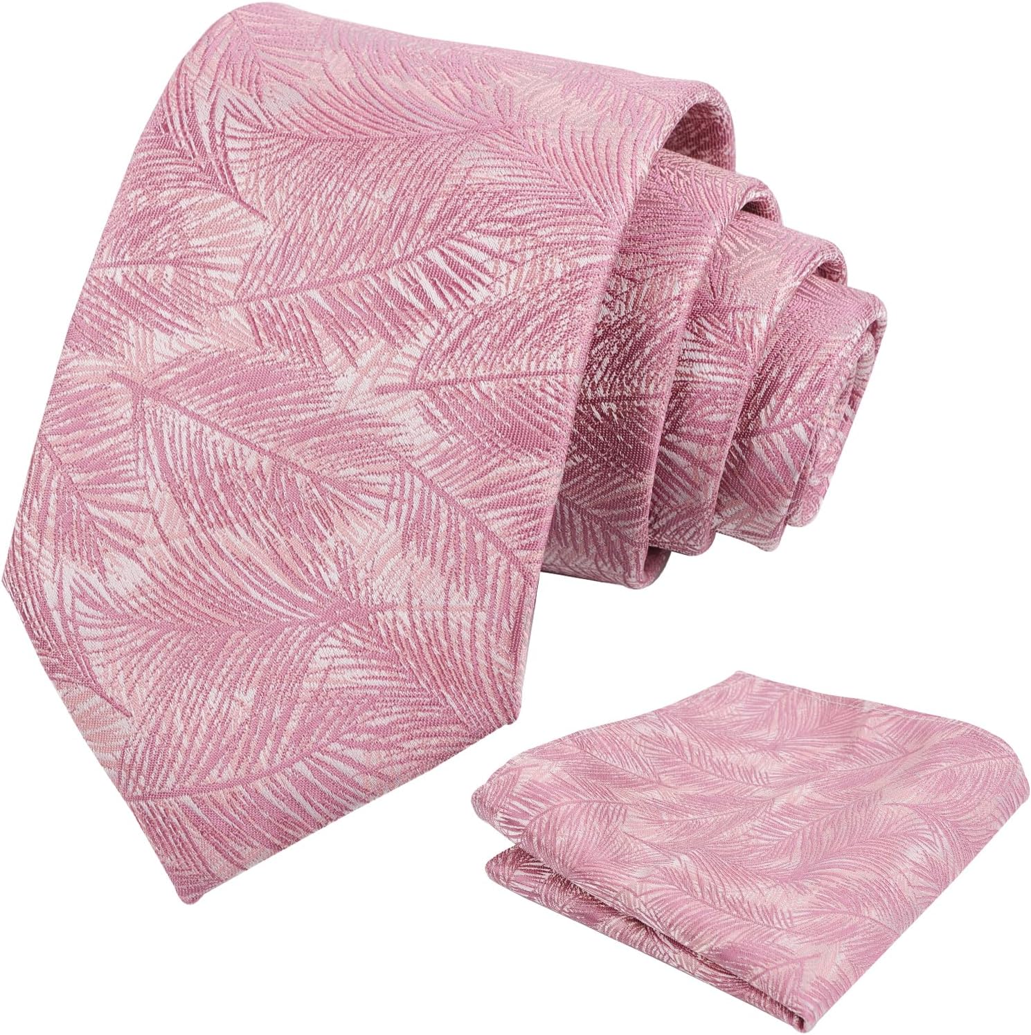 Detalle 2 de Alizeal Mens Floral Tropical Flamingo Pattern Tie and Pocket Square Set