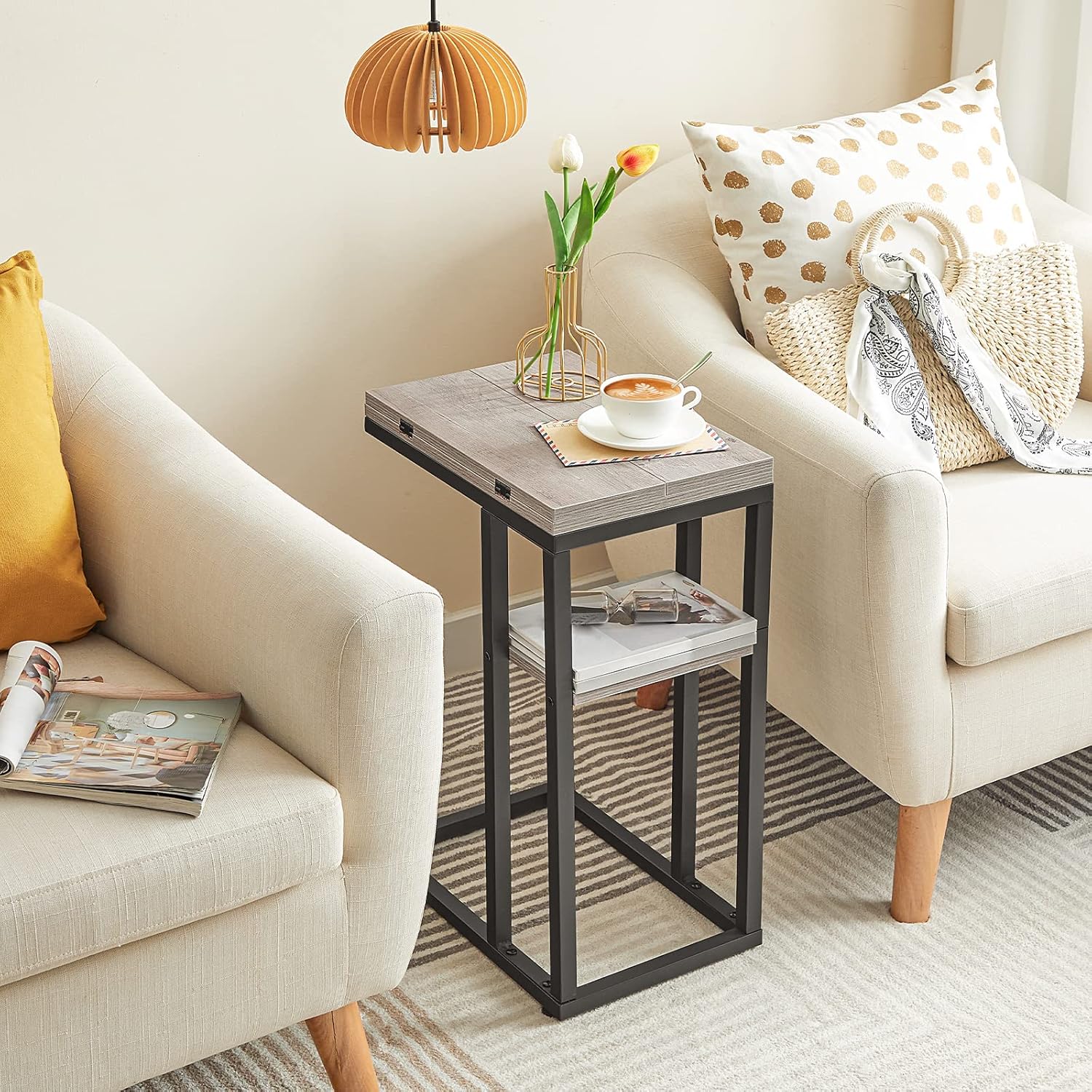 Detalle 2 de HOOBRO EBG29SF01 mesa auxiliar plegable 52x39 cm
