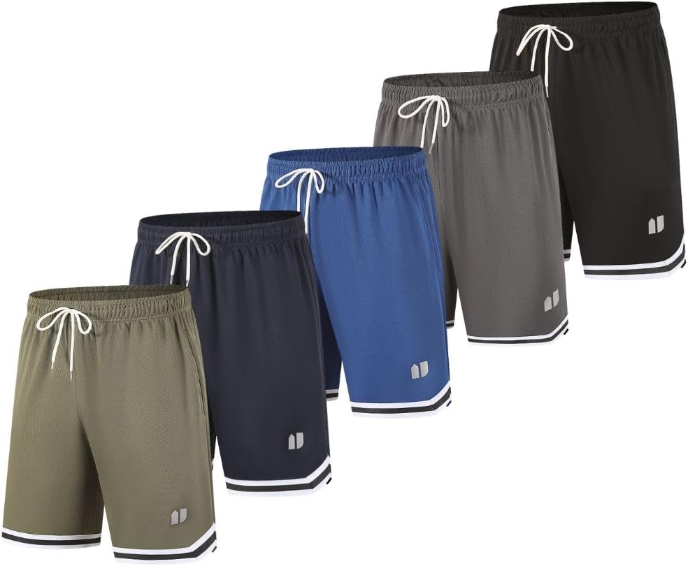 Thumbnail 6 de fovdtaa 5 Pack Mens Sports Shorts – Quick Dry Gym Shorts with Pockets and Elastic Waistband