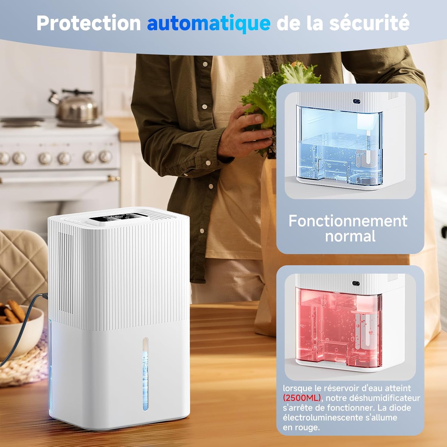 Thumbnail 5 de Deumidificatore MaidellAir da 2,7L per casa – silenzioso, touch e spegnimento automatico