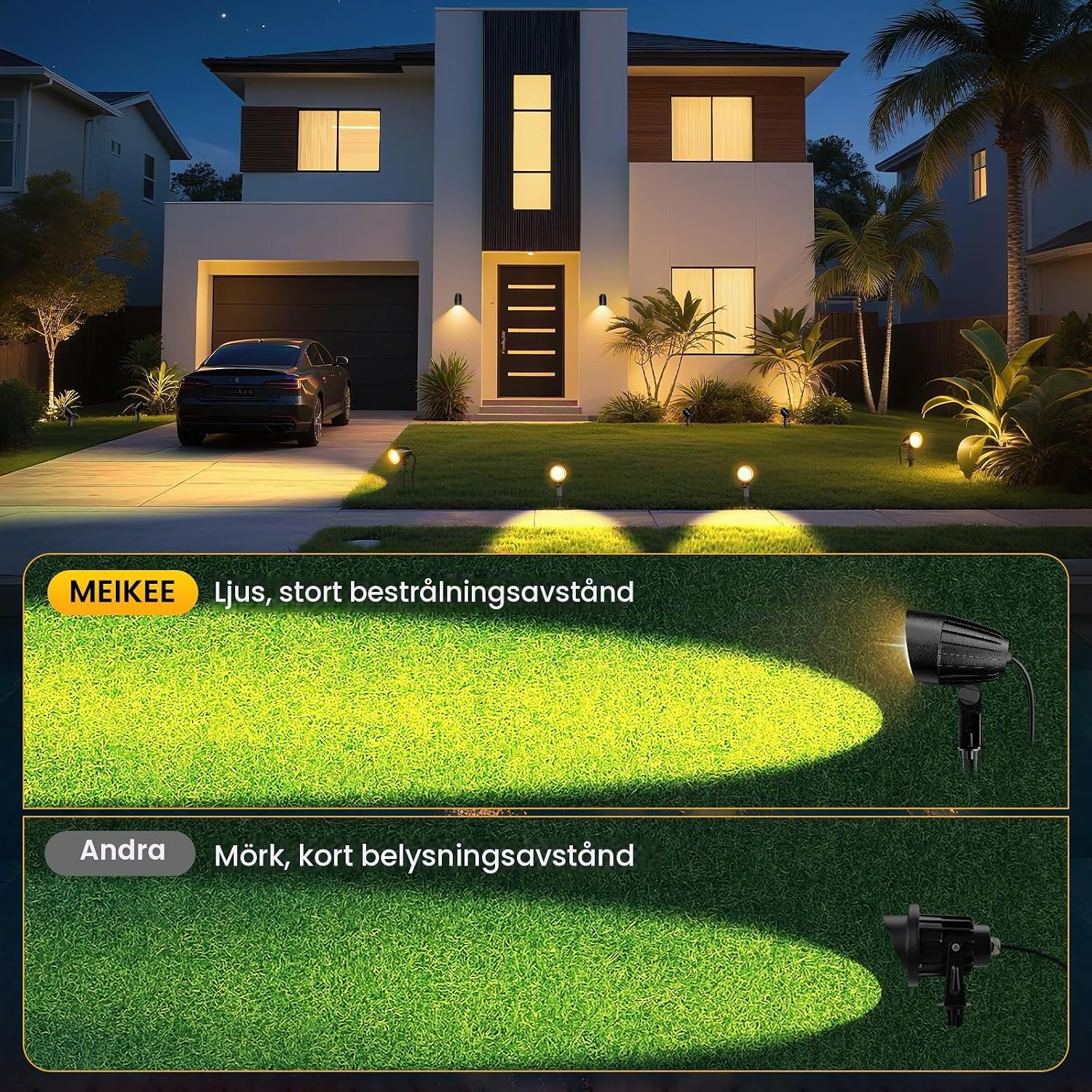 Detalle de MEIKEE ASTA07 LED-trädgårdsspotlights, 4-pack, 2 700 K, IP66