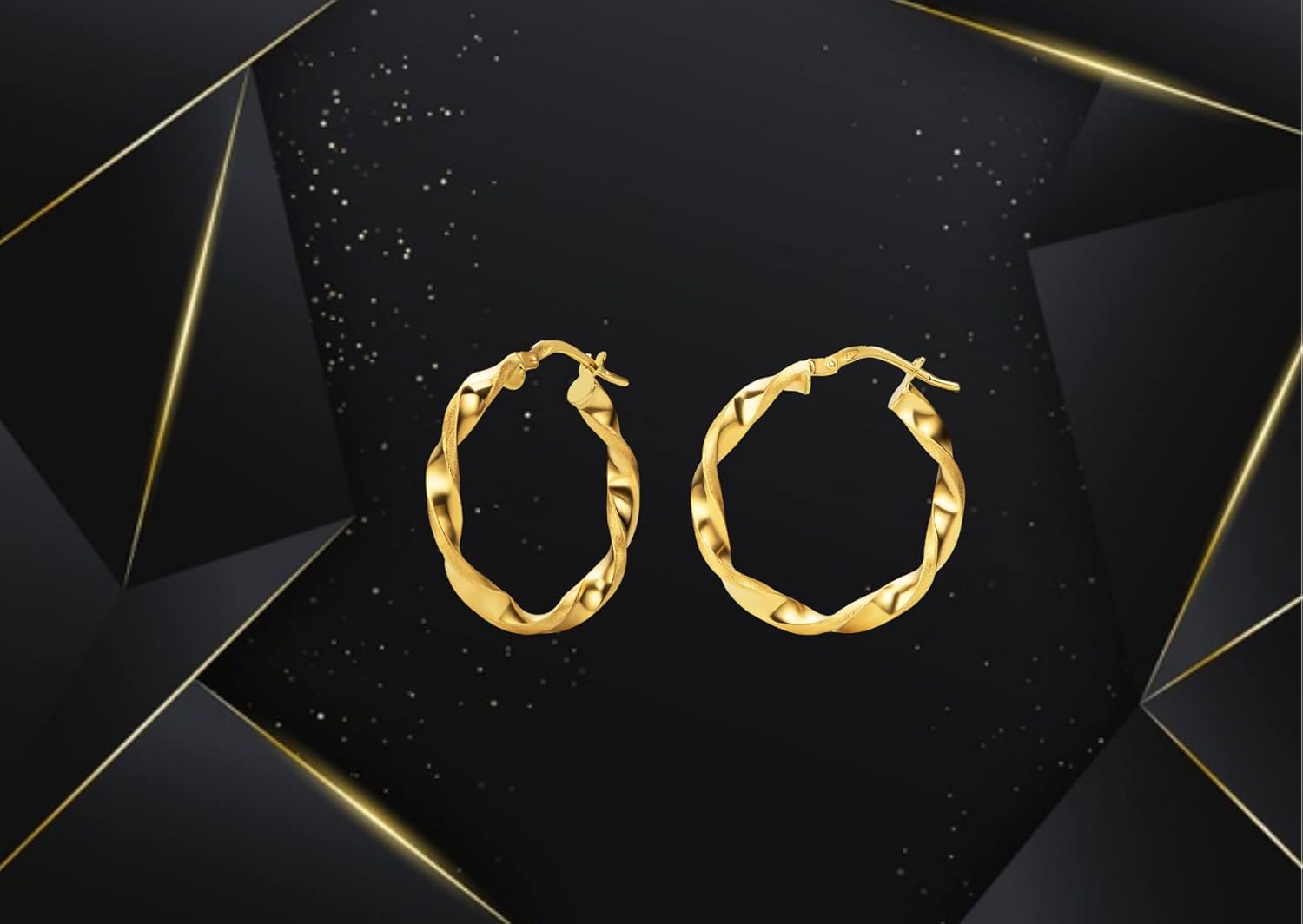 Detalle de PRI15M - Boucles d’oreilles créoles italiennes en or 14 carats, petites torsadées partiellement mates
