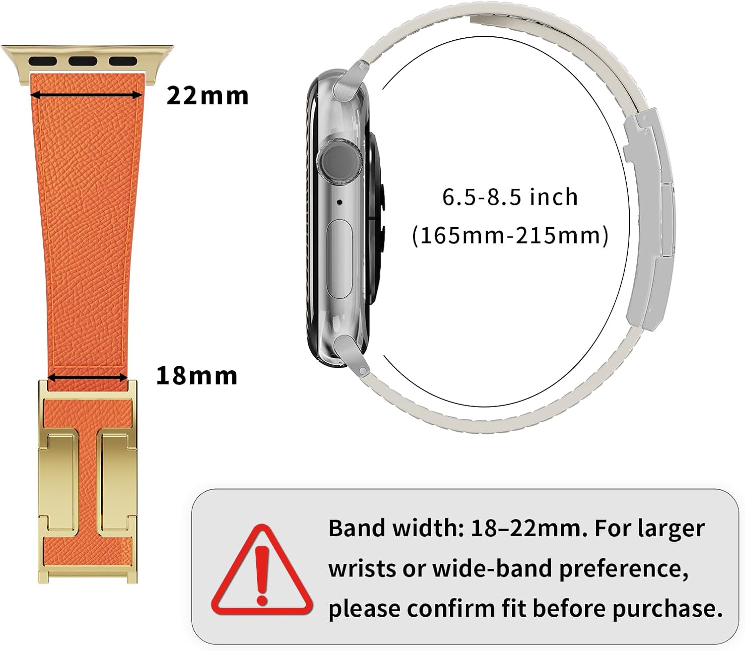 Detalle 1 de Tekvon leather watch strap 165 mm
