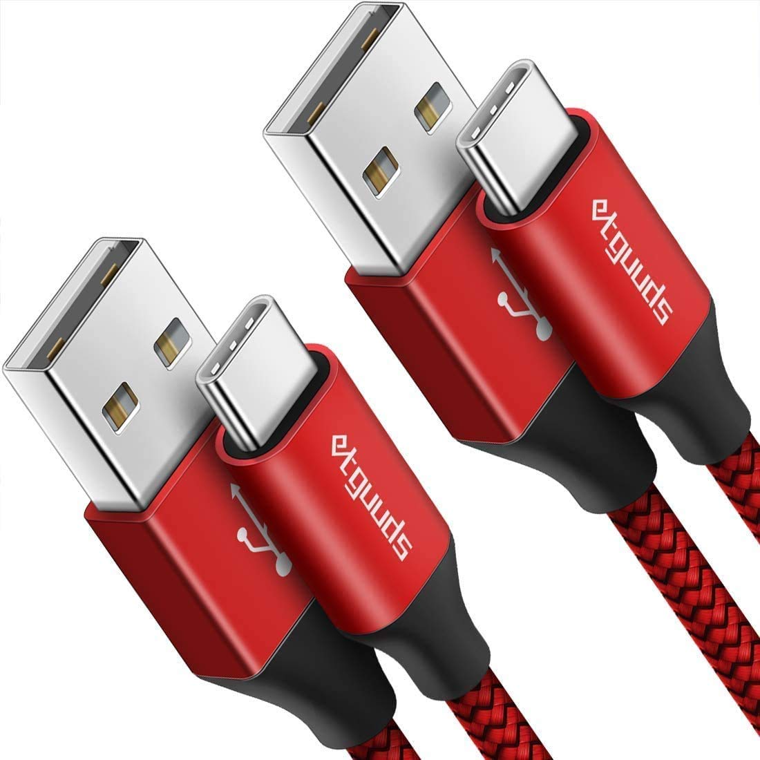 Detalle de etguuds USB-C Charger Cable 2 Pack (1m) – USB-A to USB-C, 3A fast charging & data sync up to 480Mbps