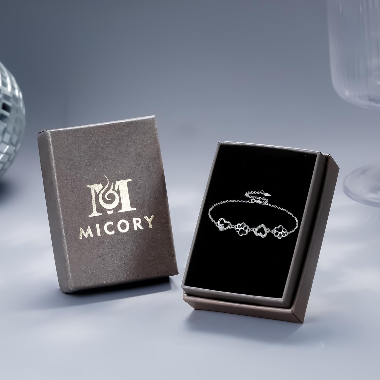 Thumbnail 6 de Micory Bracelet Femme en Argent Sterling 925 Ajustable – Cœur et Empreinte d’Animaux