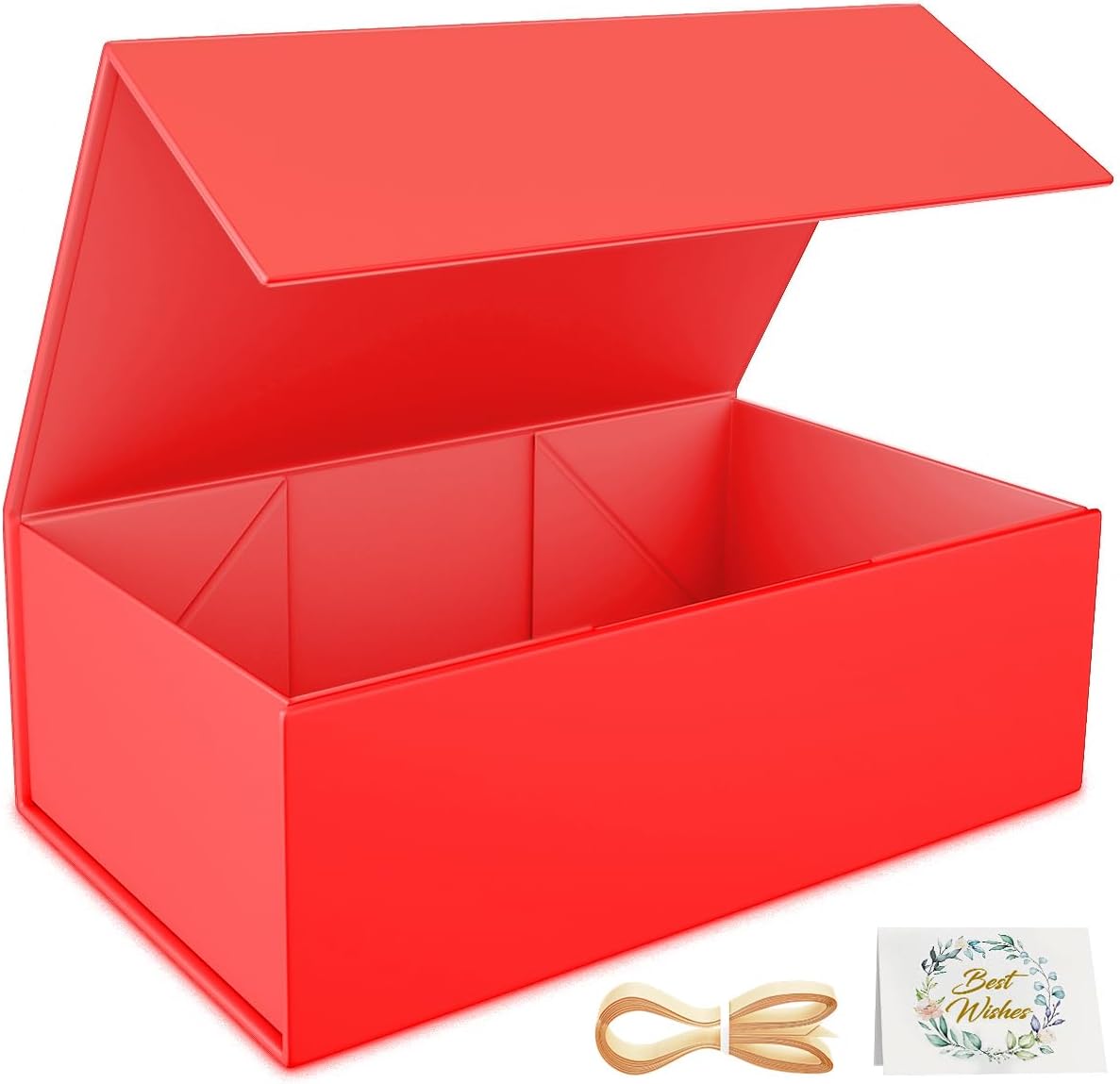 Detalle de RYDDOY Red Magnetic Gift Box, 9.5 x 6 x 3-Inch Interior, Collapsible Cardboard