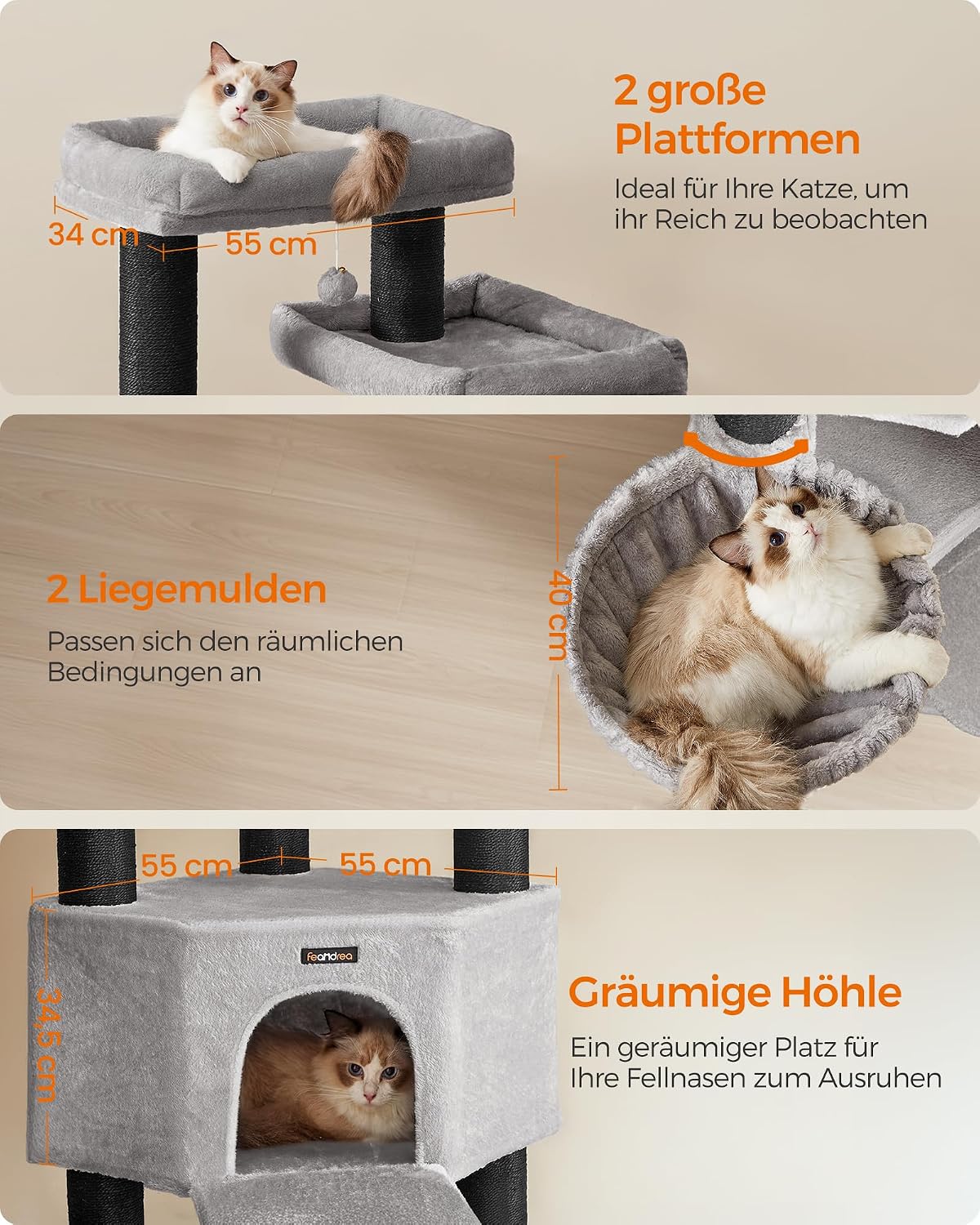 Detalle 2 de Feandrea Kratzbaum PCT008G02 XXL 186,7 cm Katzenbaum 🐱