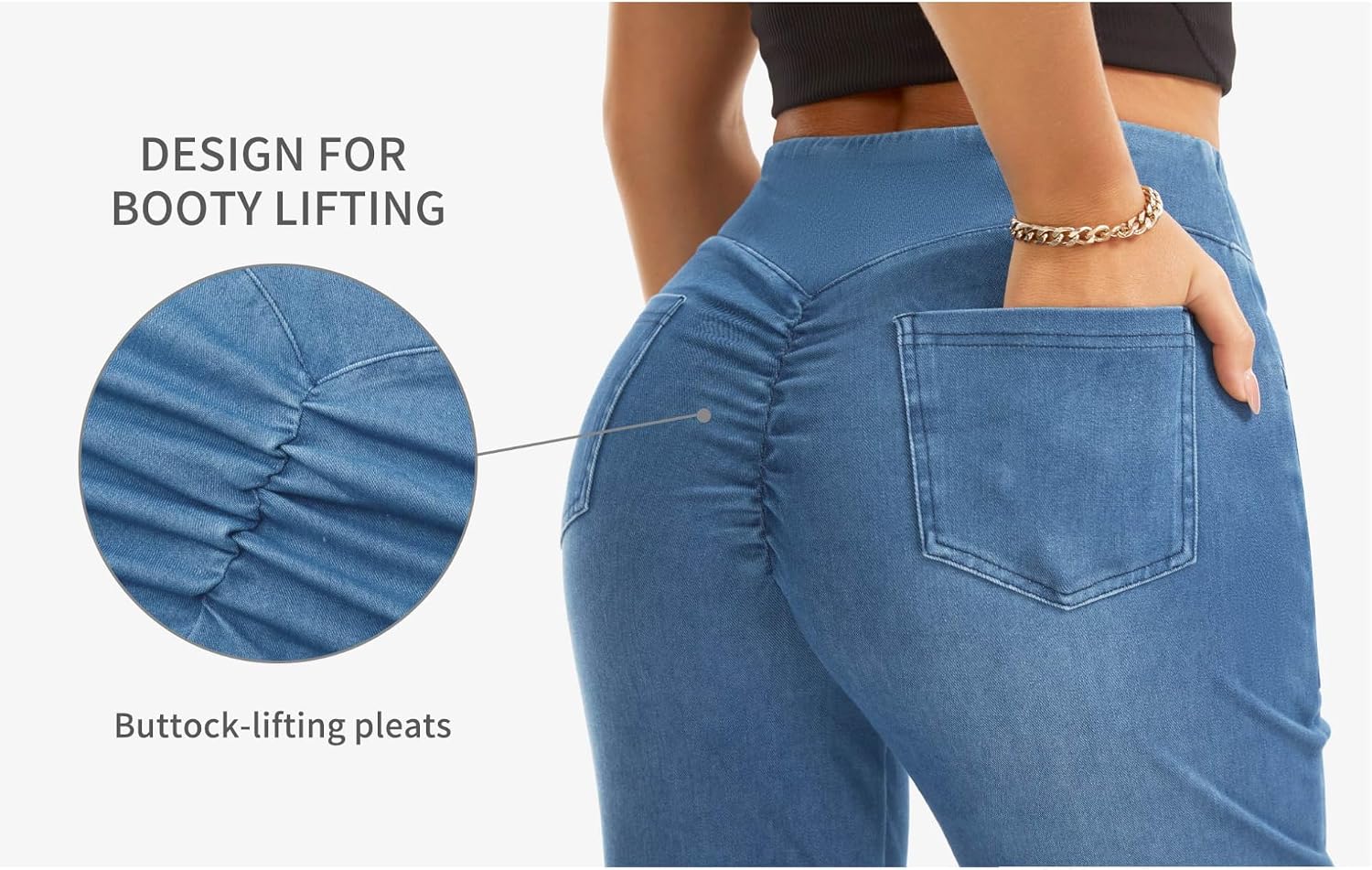 Thumbnail 3 de THE GYM PEOPLE Women's Flare Denim Jeans, 29"/31" Inseam, High Waist