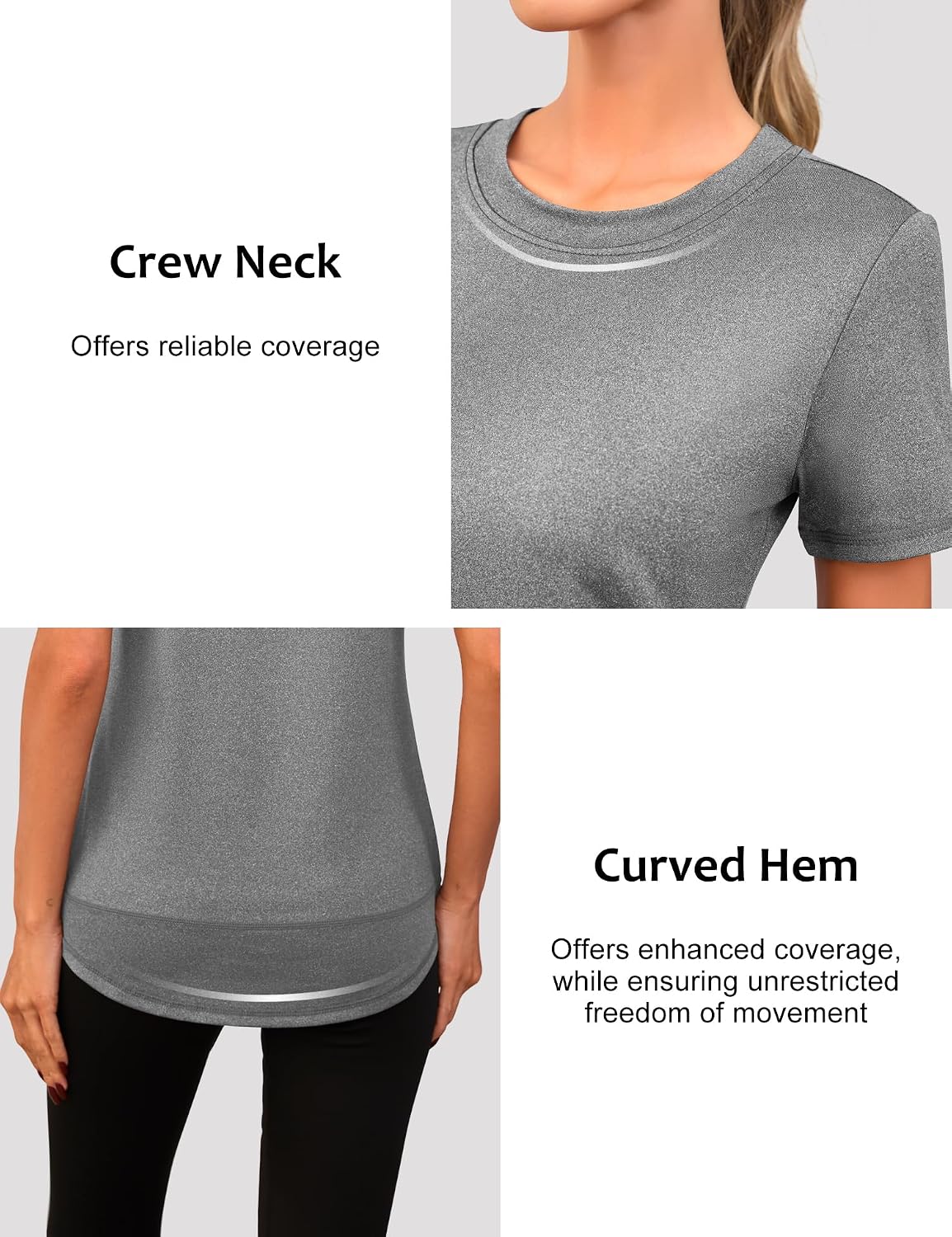 Detalle de Memouniva Maglietta Sportiva Donna Slim Fit: T-shirt da palestra a maniche corte, performance e stile
