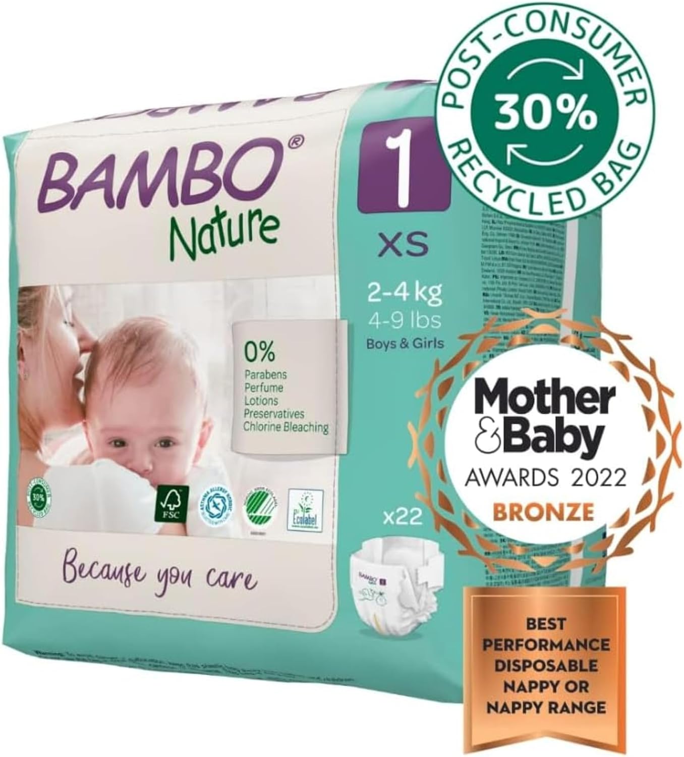 Thumbnail 5 de Bambo Nature Premium Eco Nappies Size 1 (2-4kg) – Safe, breathable nappies with eco credentials