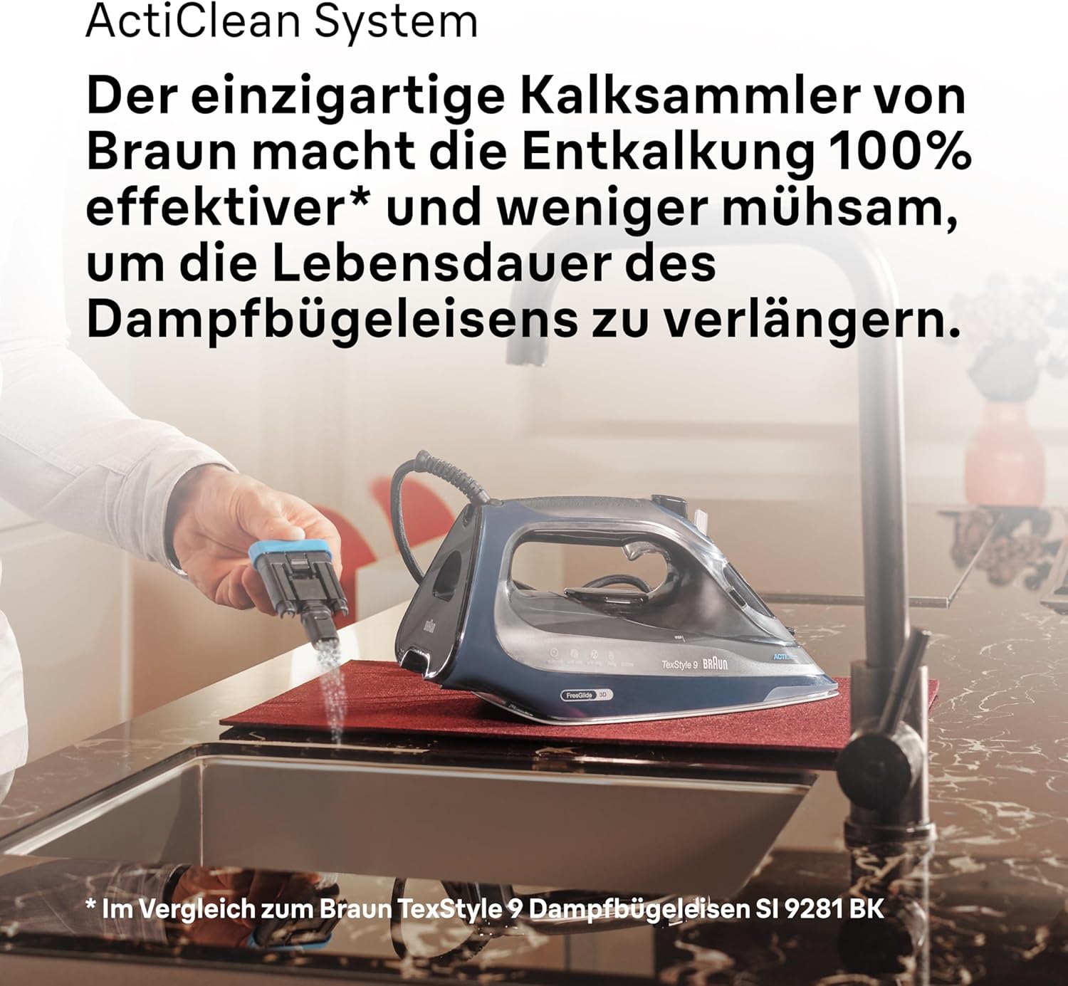 Thumbnail 6 de Braun TexStyle 9 SI9682 DB Dampfbügeleisen mit FreeGlide 3D-Technologie – leistungsstark, vertikales Dampfen & iCare-Schutz