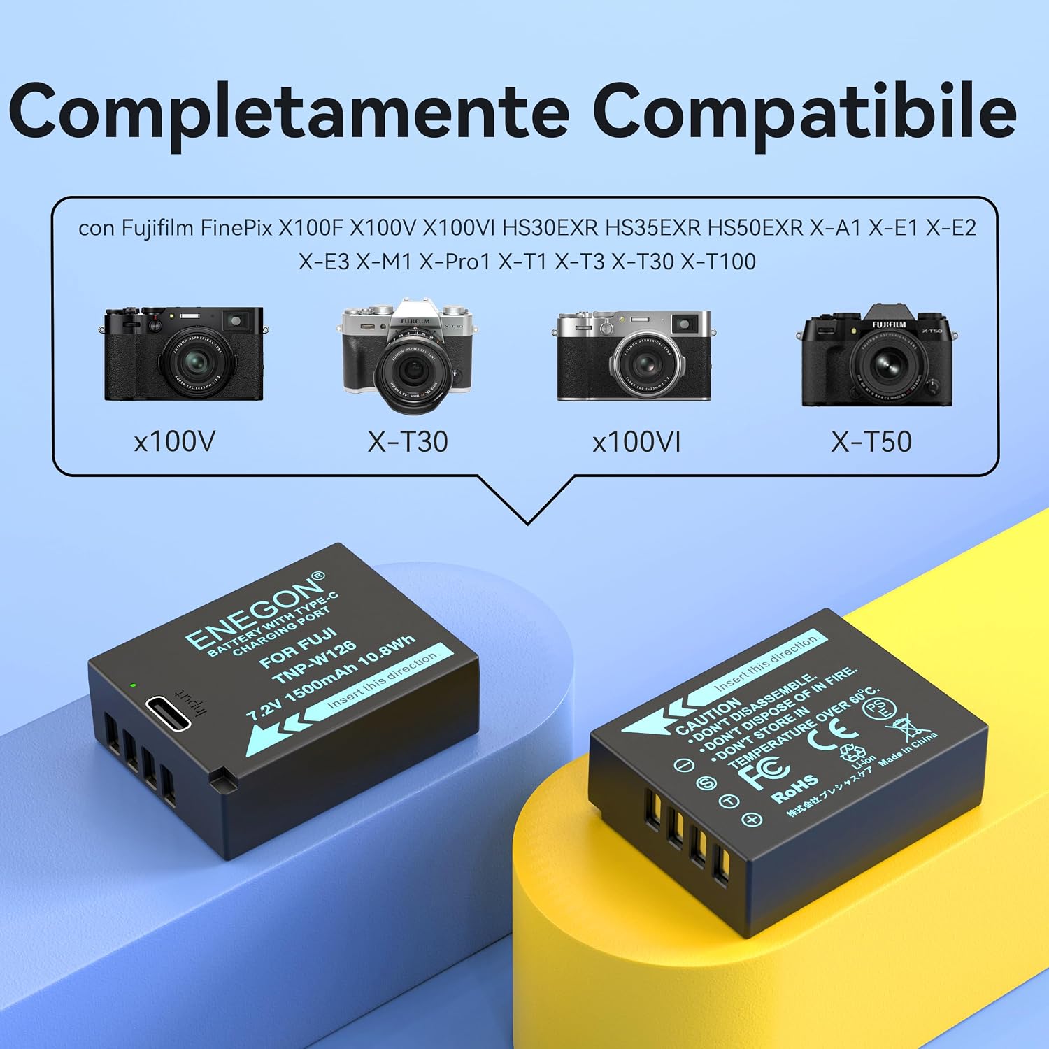 Detalle 2 de ENEGON NP-W126 1500mAh batteria per Fujifilm