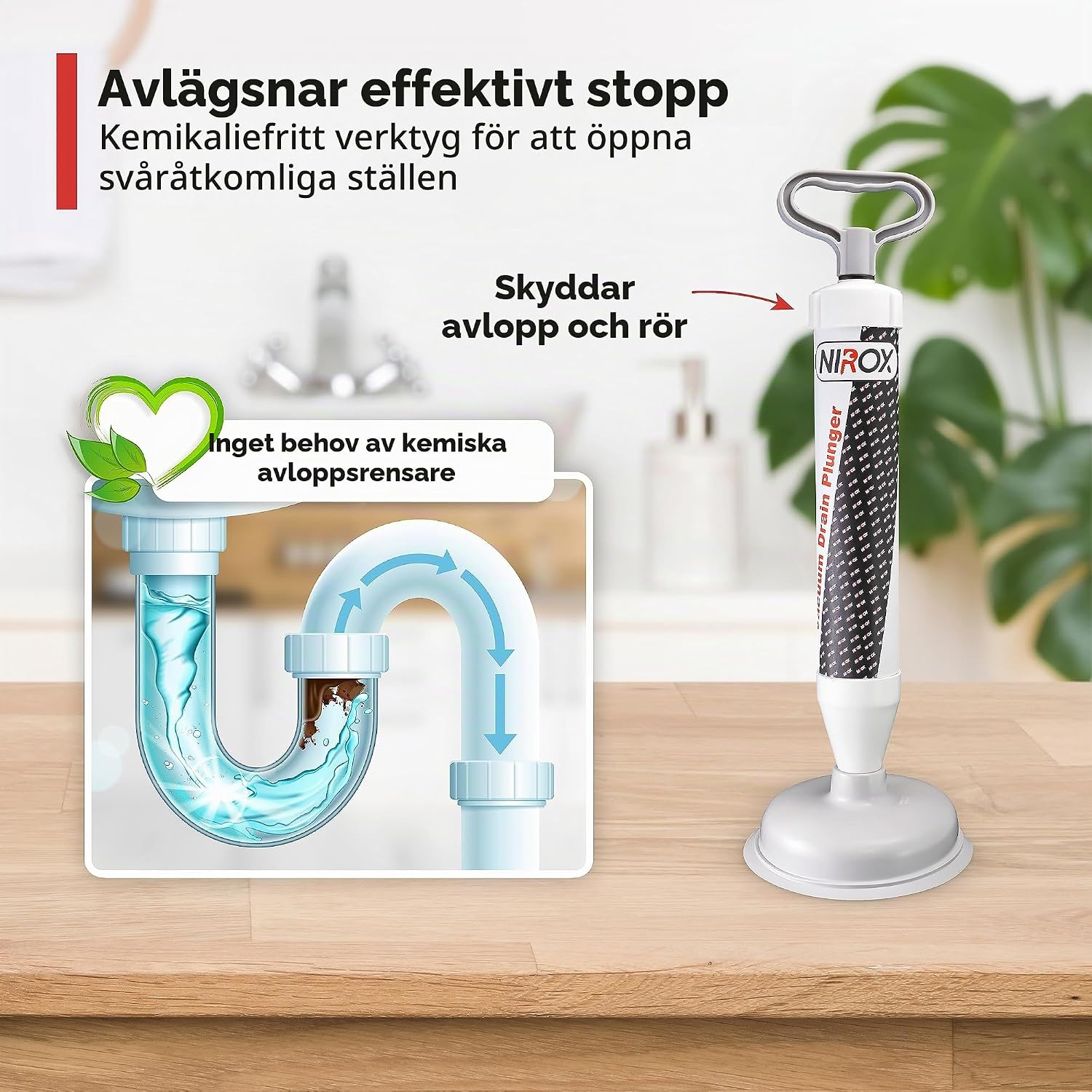 Detalle 2 de Nirox Suglocka avloppsrensare med högt tryck och två gummifästen