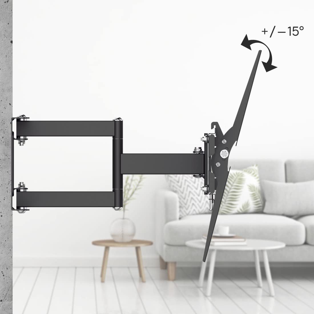 Detalle 2 de Hama schwenkbare, neigbare & ausziehbare TV-Wandhalterung für 32–65 Zoll (VESA 100x100 bis 400x400, bis 40 kg) schwarz