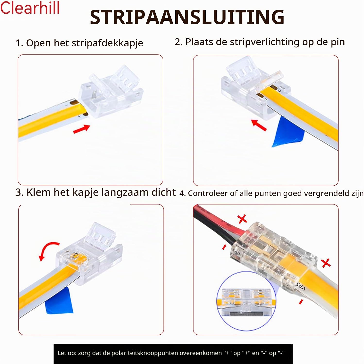 Thumbnail 4 de Clearhill CON-8MM2PIN-STL20P LED-stripconnectoren, 8 mm, 2-polig en soldeervrij